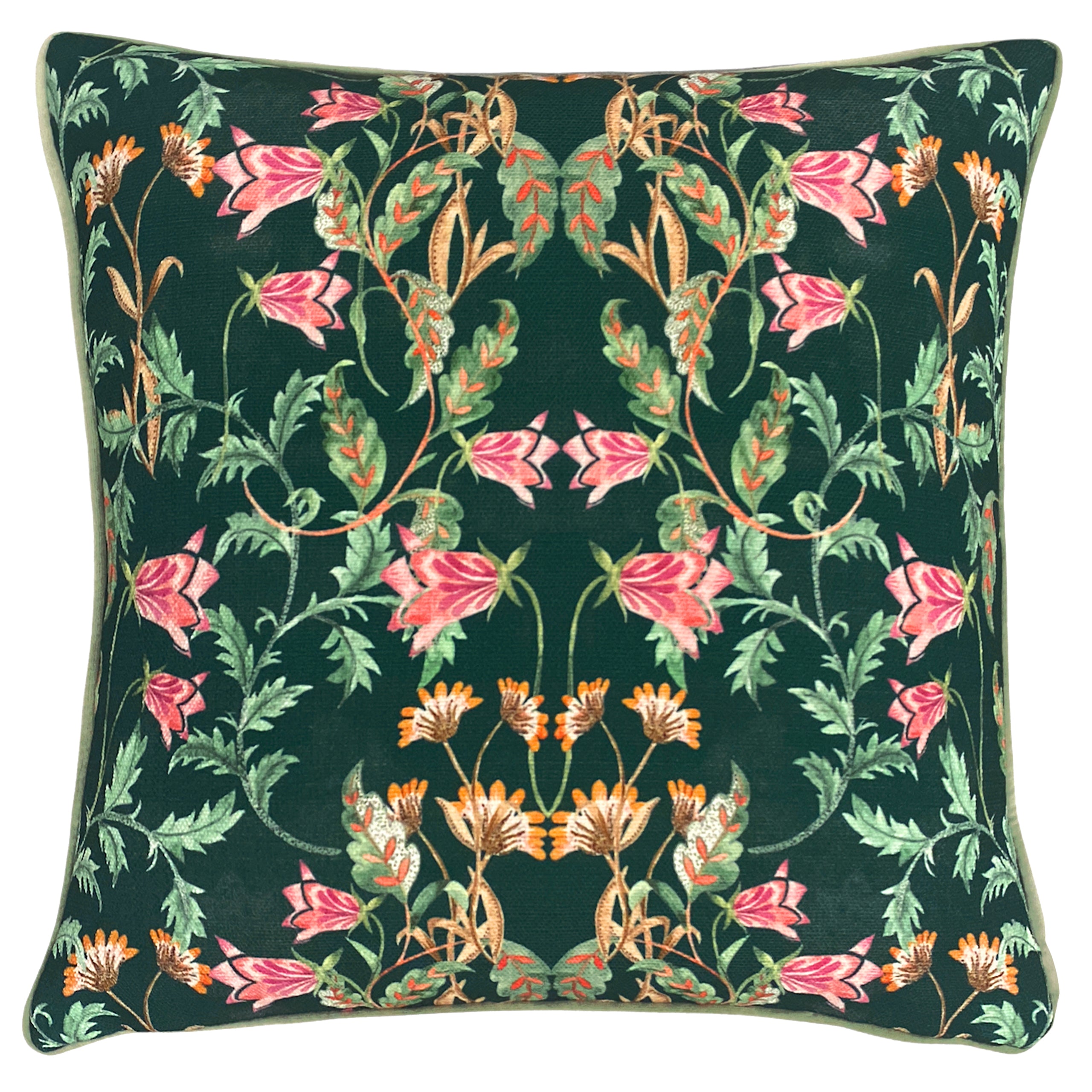 Heritage Bell Flowers 43cm Polyester Velvet Square Cushion Roseland