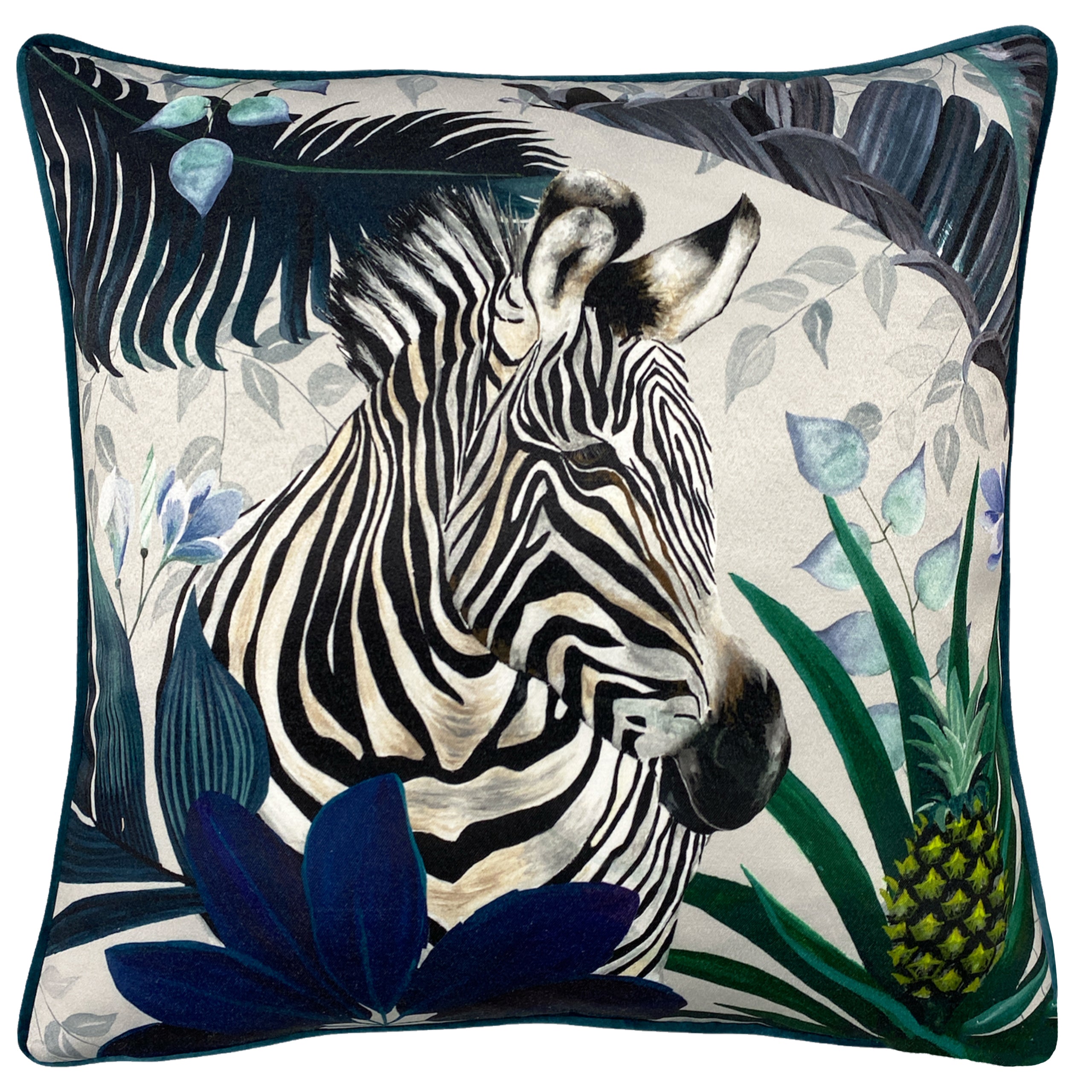 Piped Polyester Zebra Scatter Cushion Velvet Animal Accent Pillow