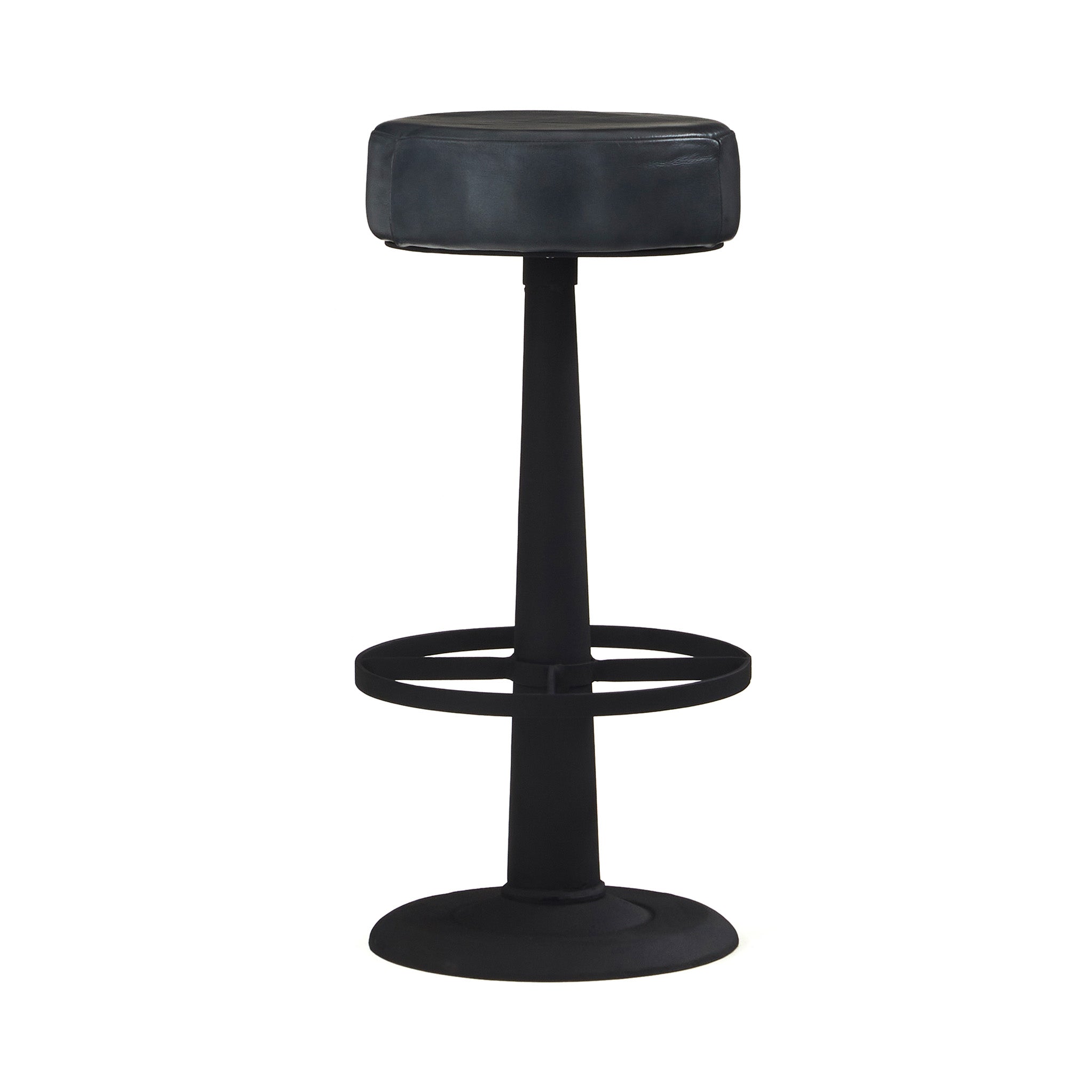 Kimon Buffalo Aniline Leather Round Vintage Bar Stools Grey Or Brown