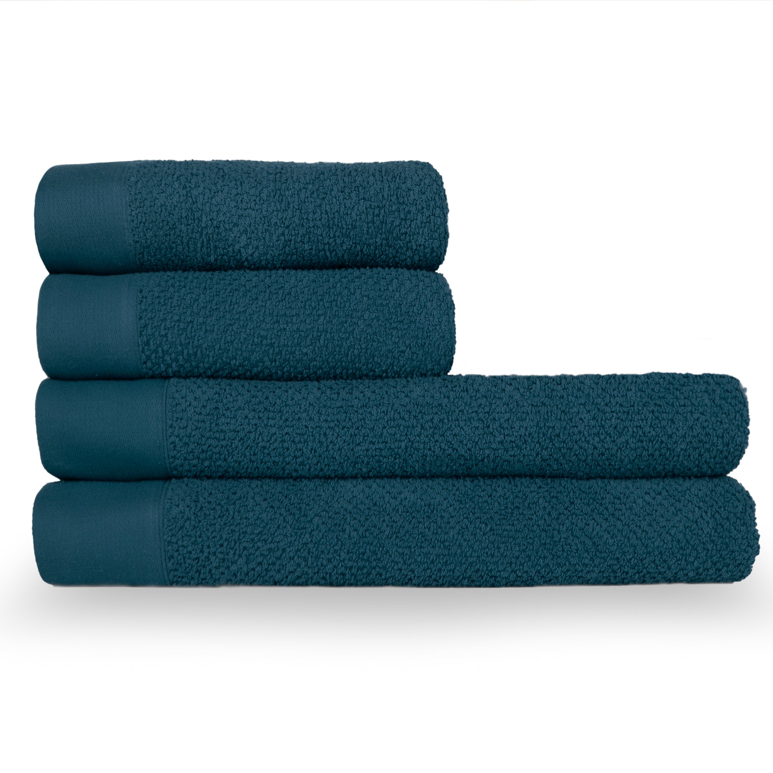 Textured Weave 4pc 100 Cotton Hand Bath Sheet Towel Set Pink Grey White Black Green Beige