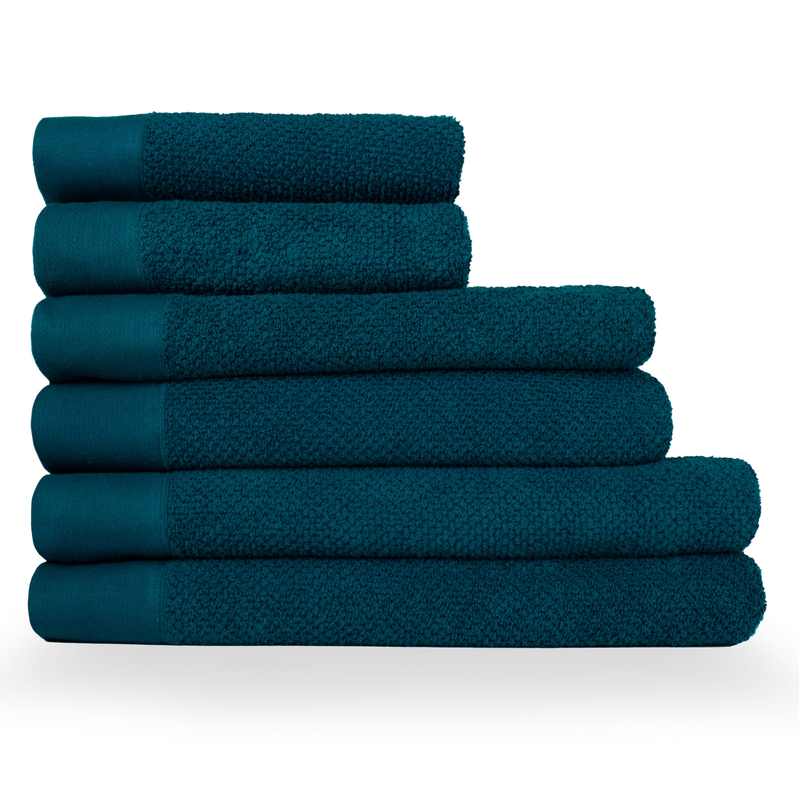 Textured Weave 6pc 100 Cotton Hand Bath Sheet Towel Set Pink Grey White Black Green Beige