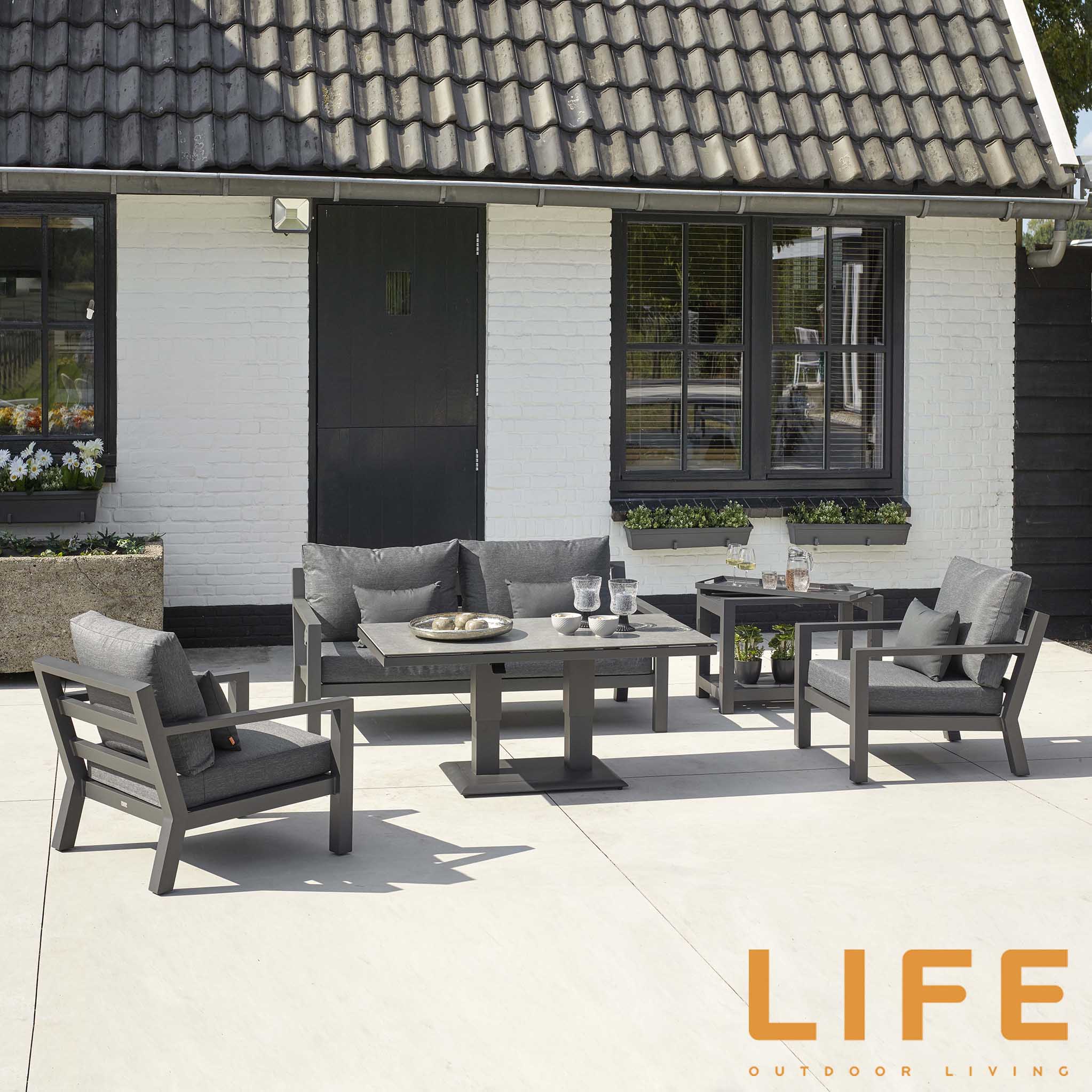 Life Timber Garden Lounge Sofa Set With Height Adjustable Table