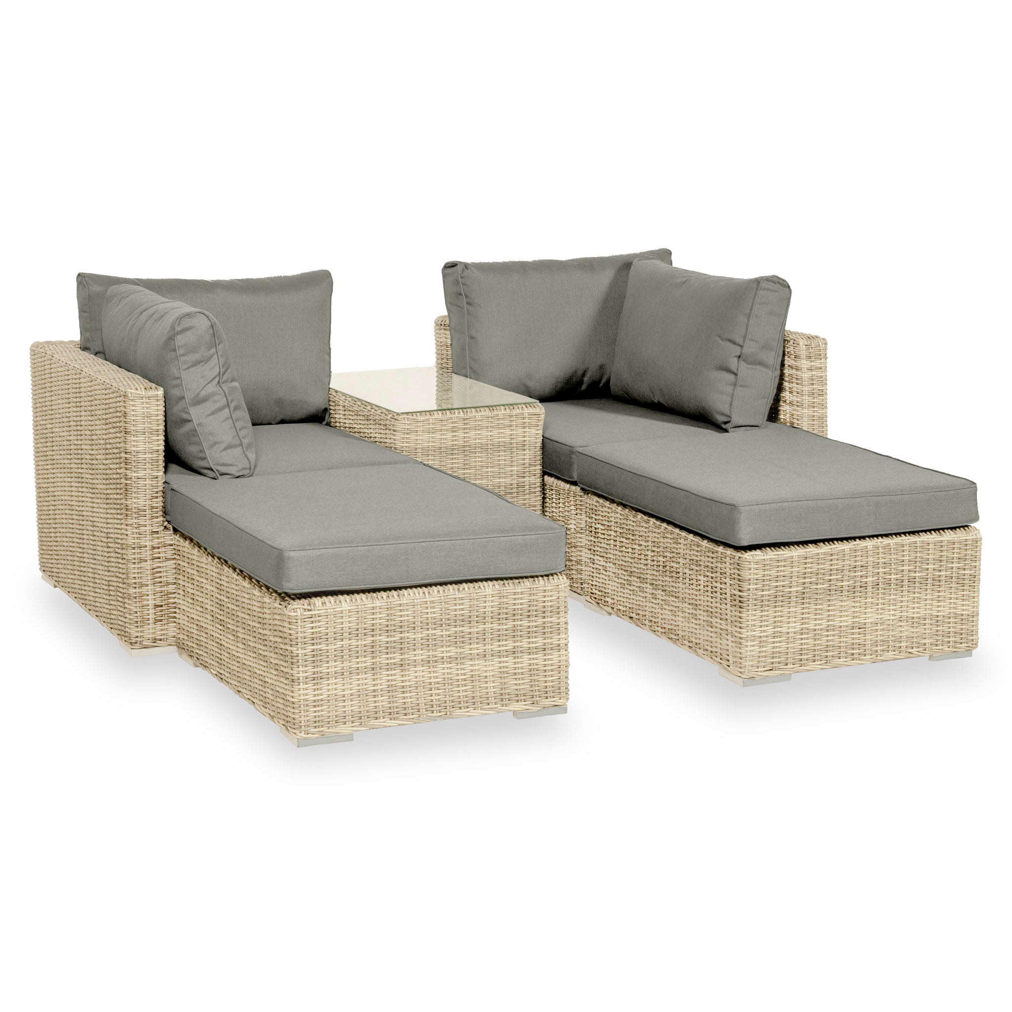 Lisbon 4 Seater Multi Positional Garden Relaxer Lounge Set Roseland