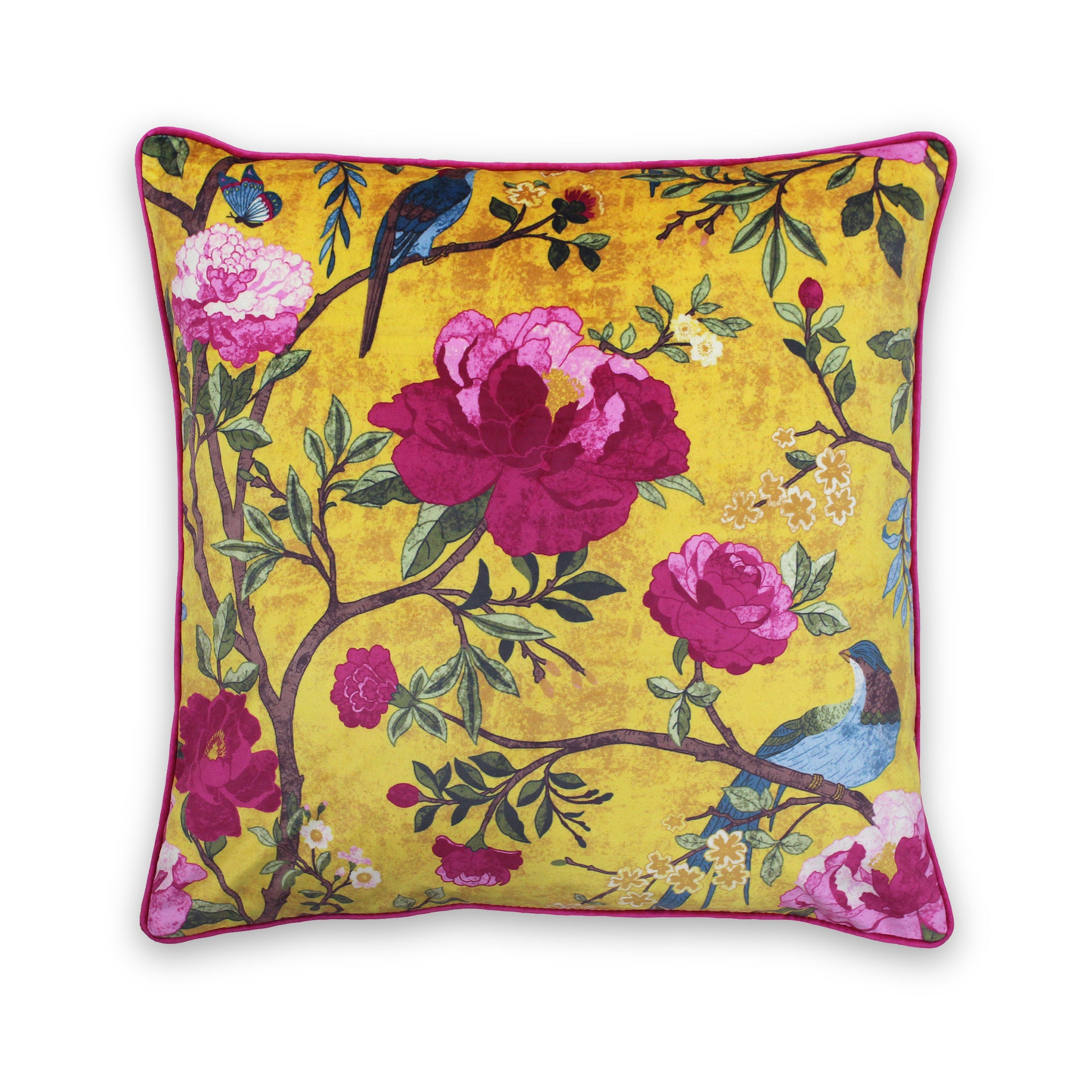 Lois Floral Motif Square Scatter Cushion Velvet Accent Pillow