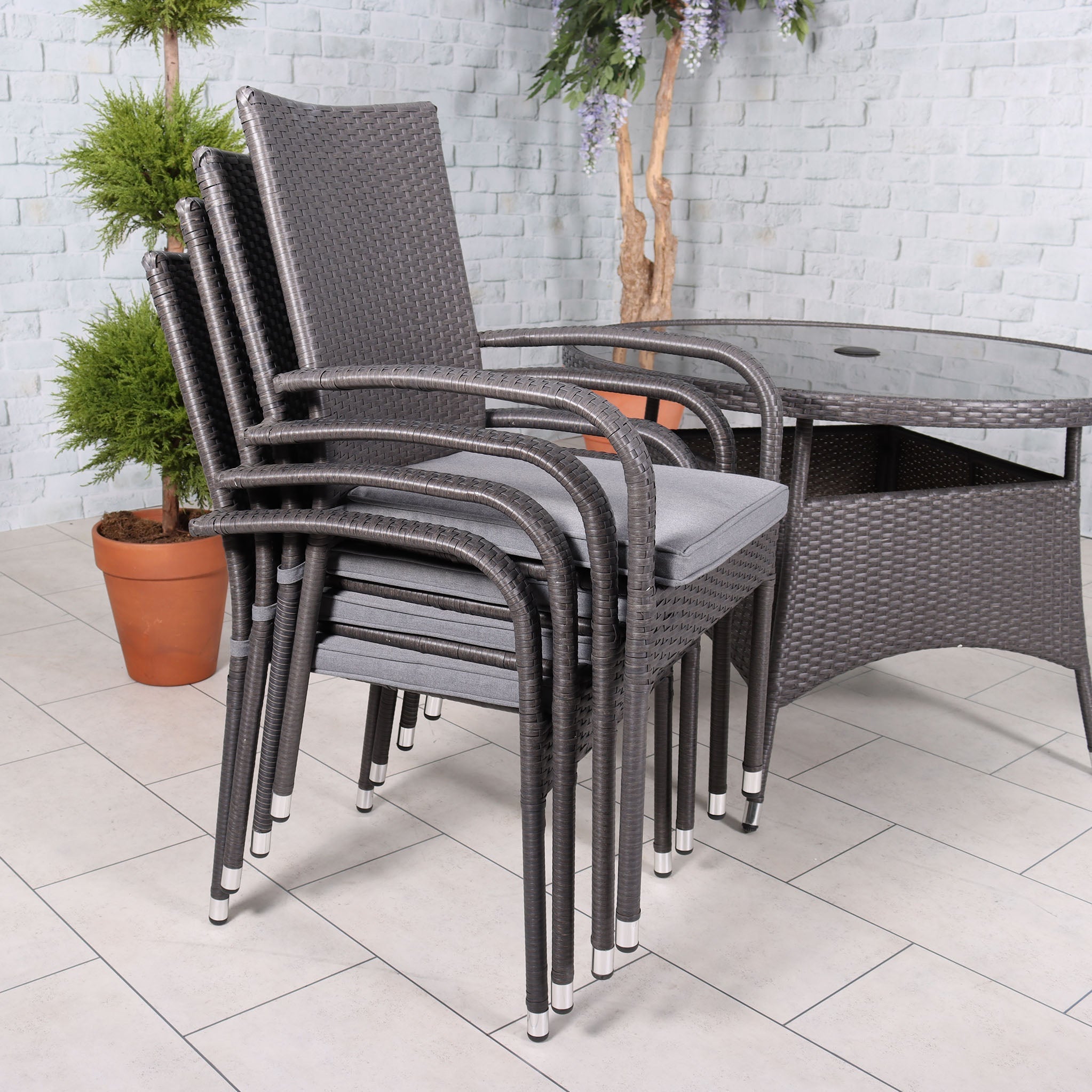 stackable rattan garden chairs