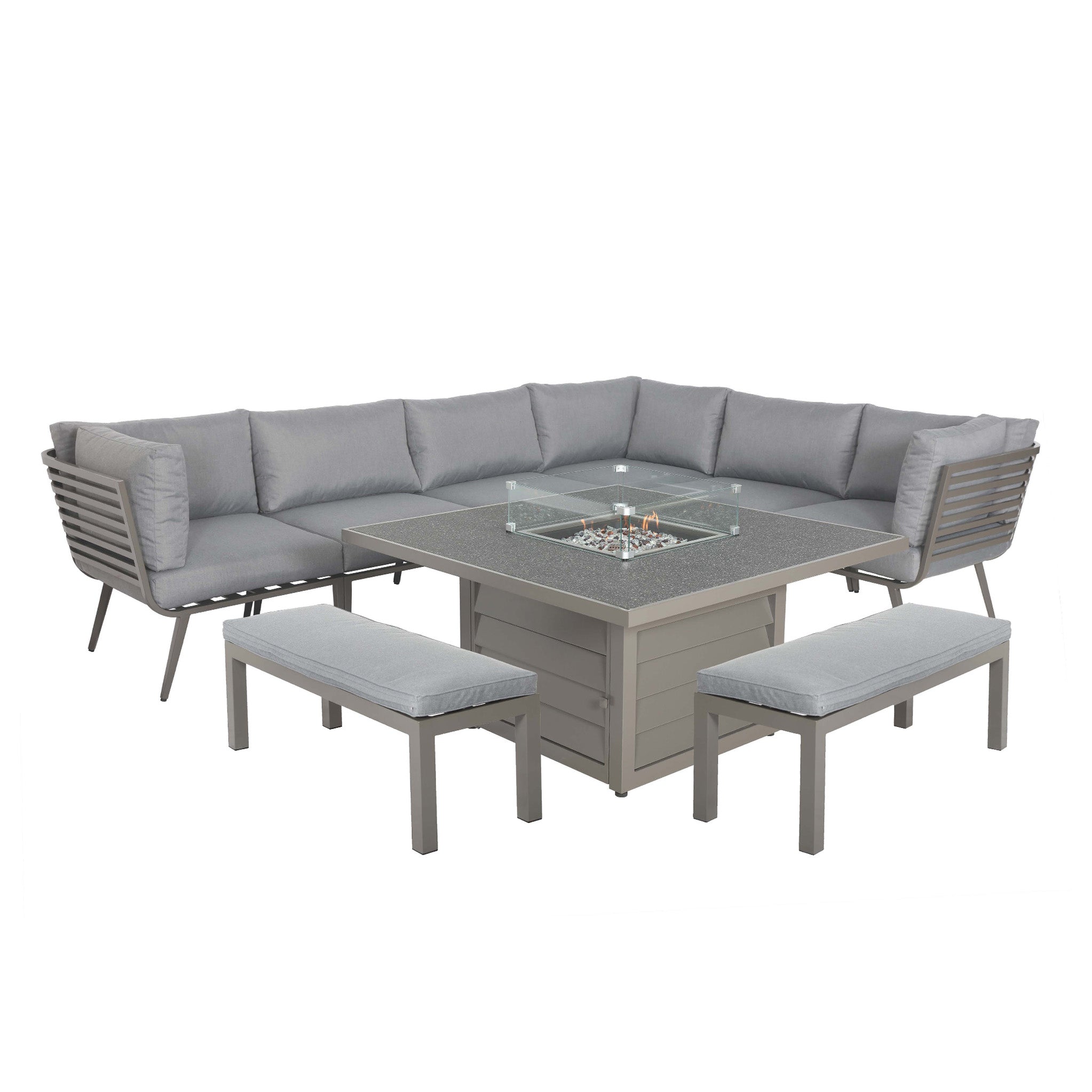 Mayfair 120cm Corner Sofa Fire Pit Table Garden Lounge Set