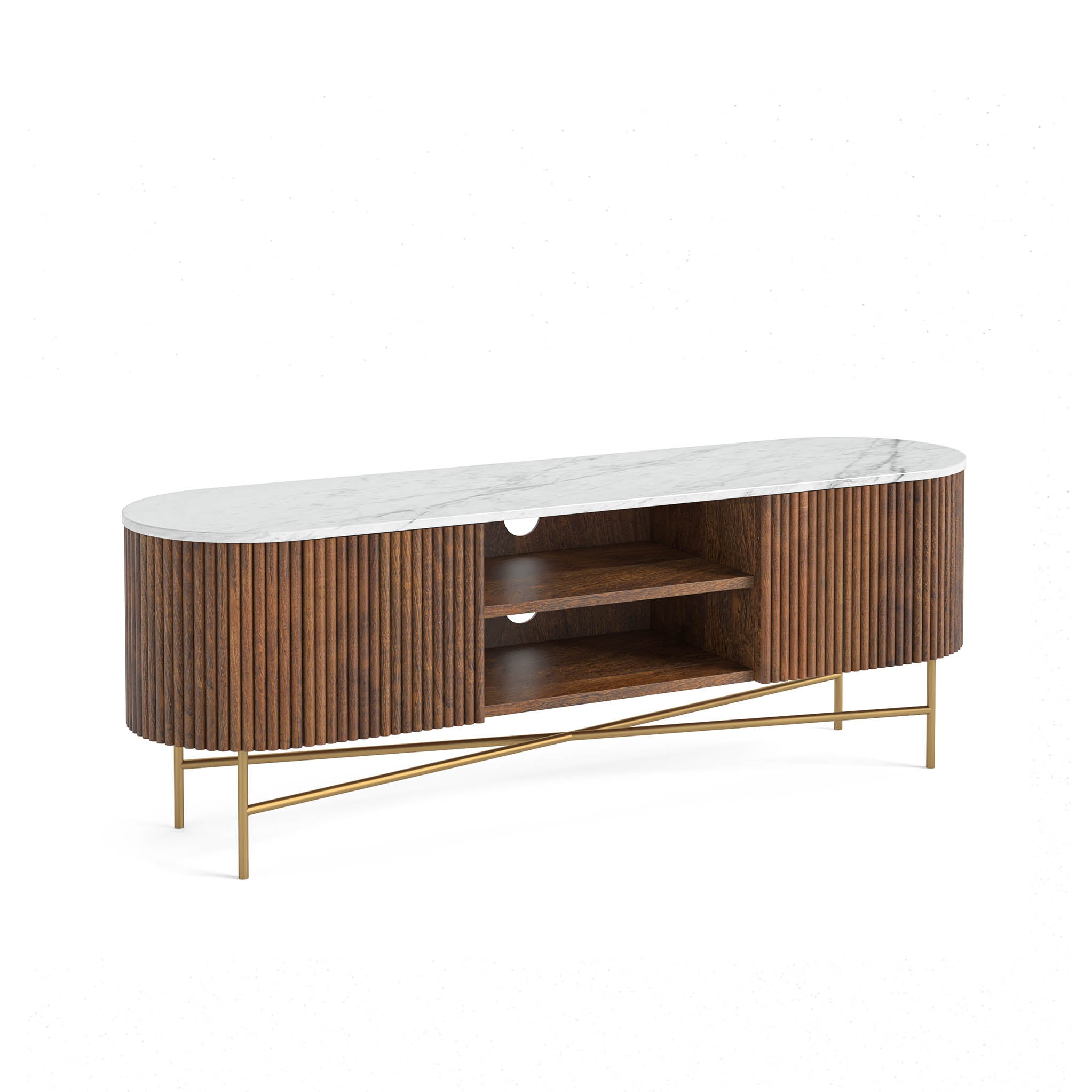 Milo Mango Marble Fluted Wide Tv Media Unit Roseland