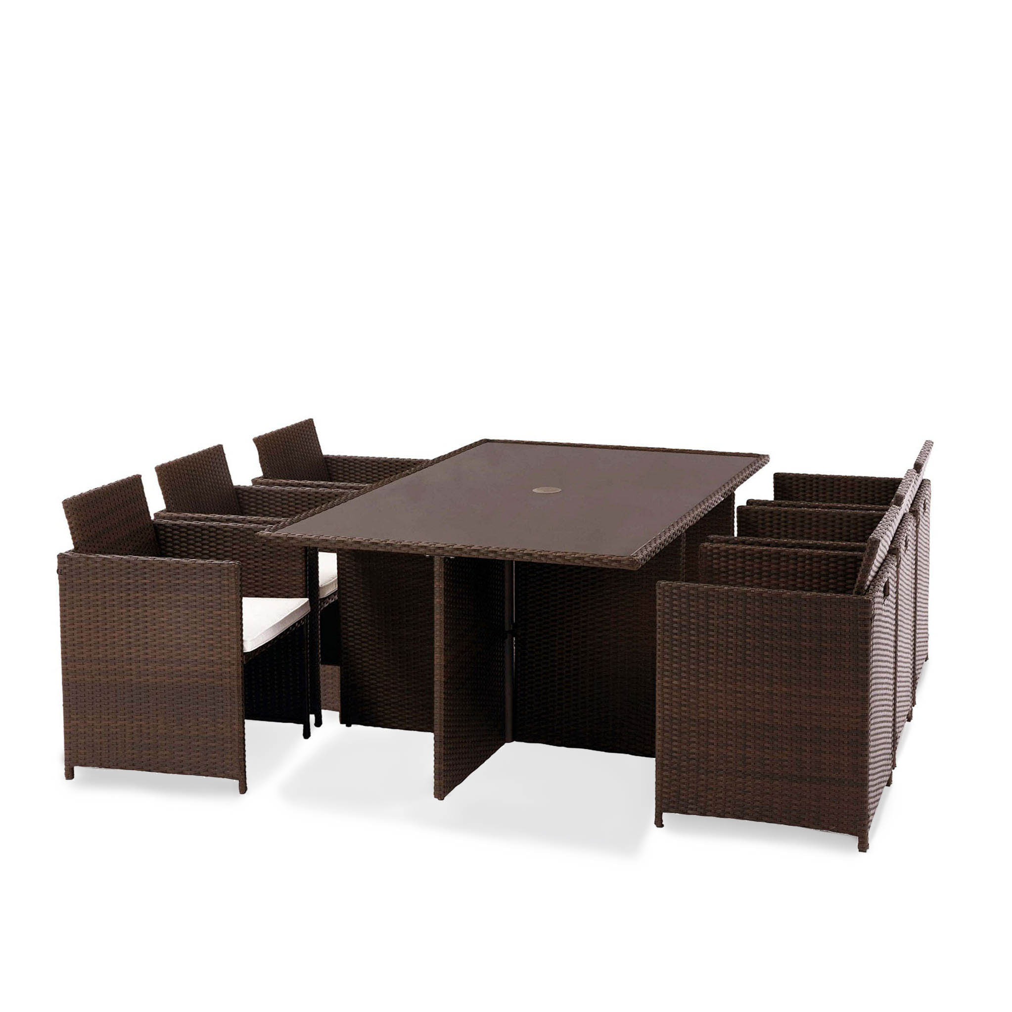 Vada Outdoor Living 6 Seater Rattan Cube Dining Set For Garden