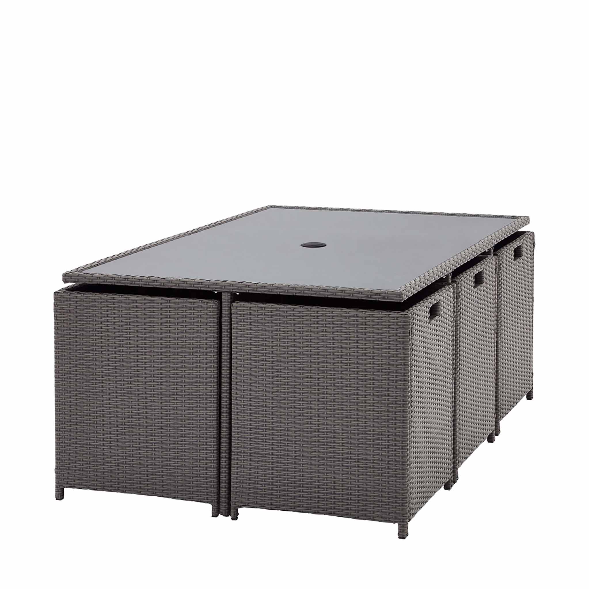 rattan cube 4 seat grey