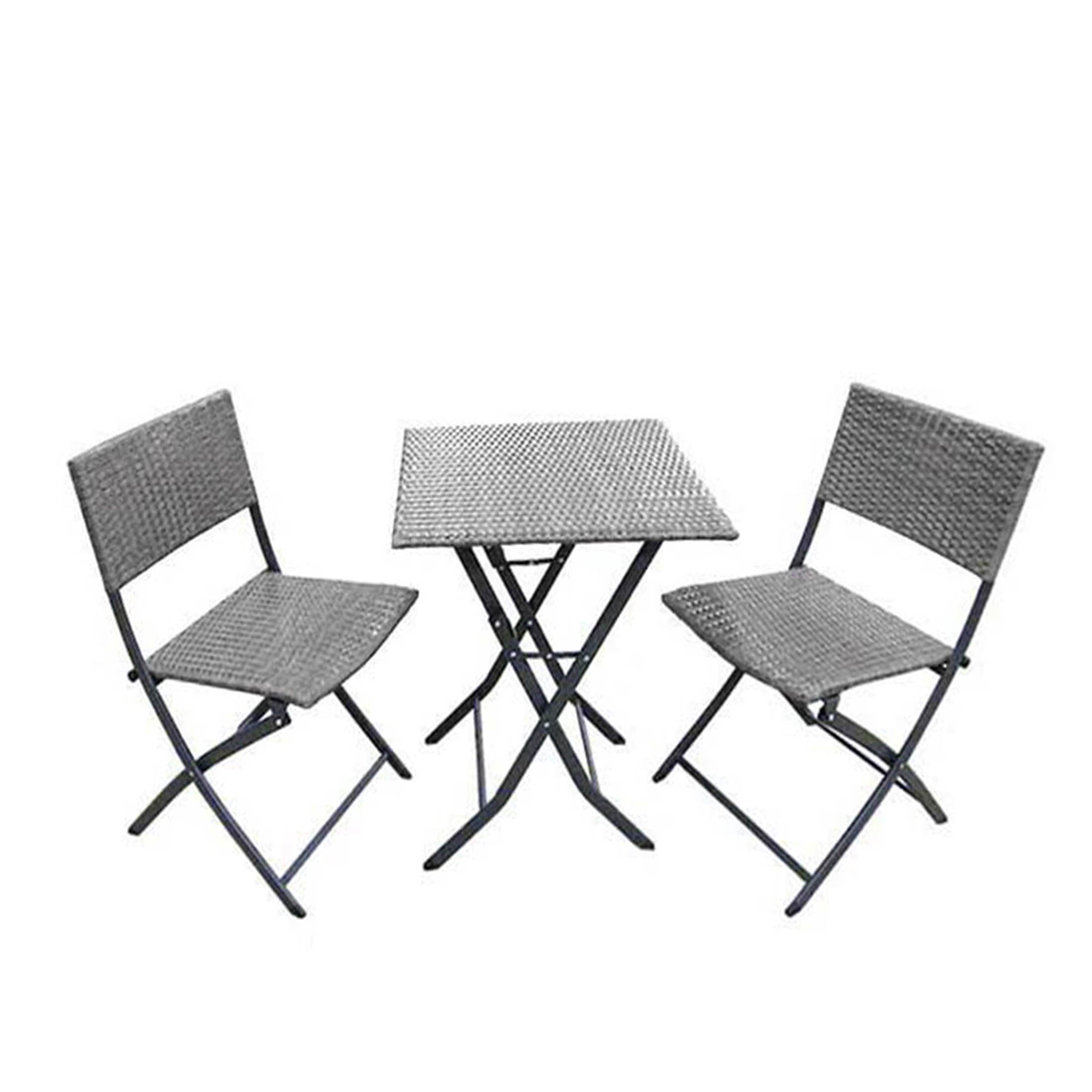 Vada Outdoor Living Rattan Folding Bistro Set For Garden Patio