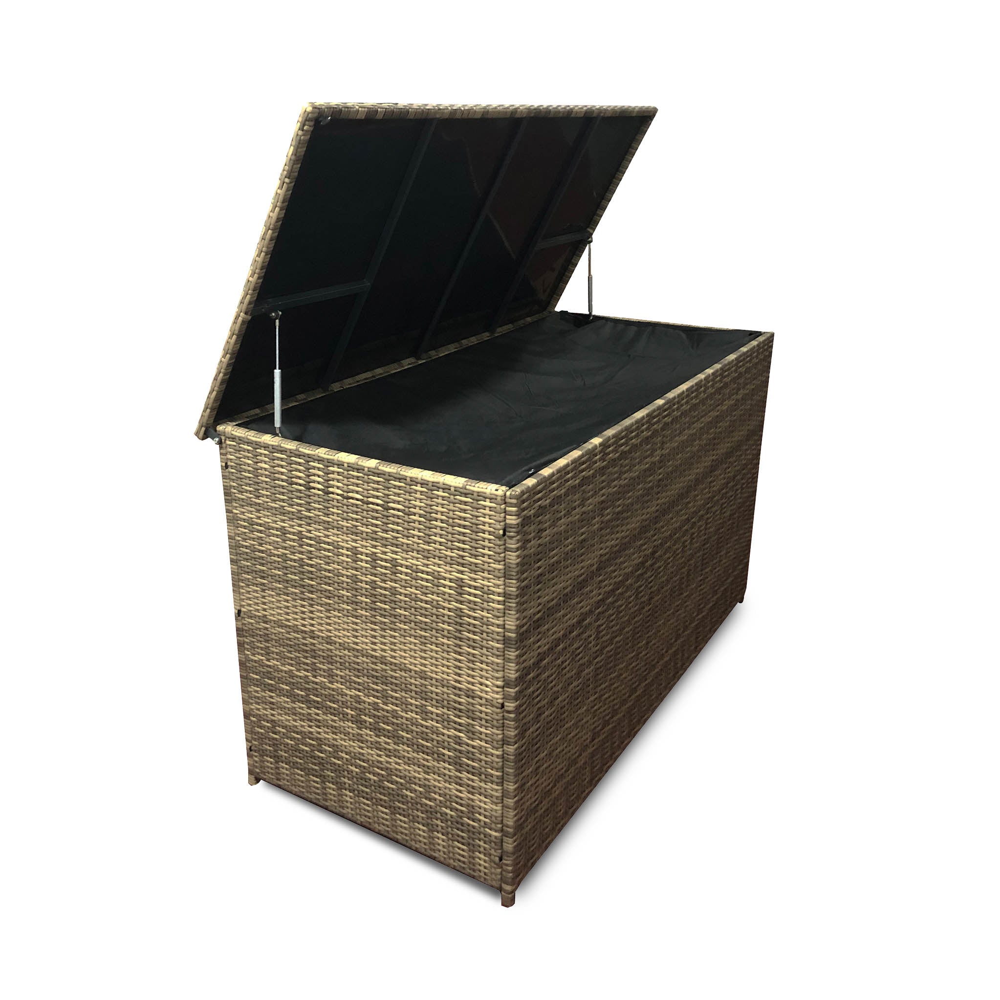 Extra Large Rattan 1100l Outdoor Garden Cushion Storage Box With Waterproof Lining With Lid