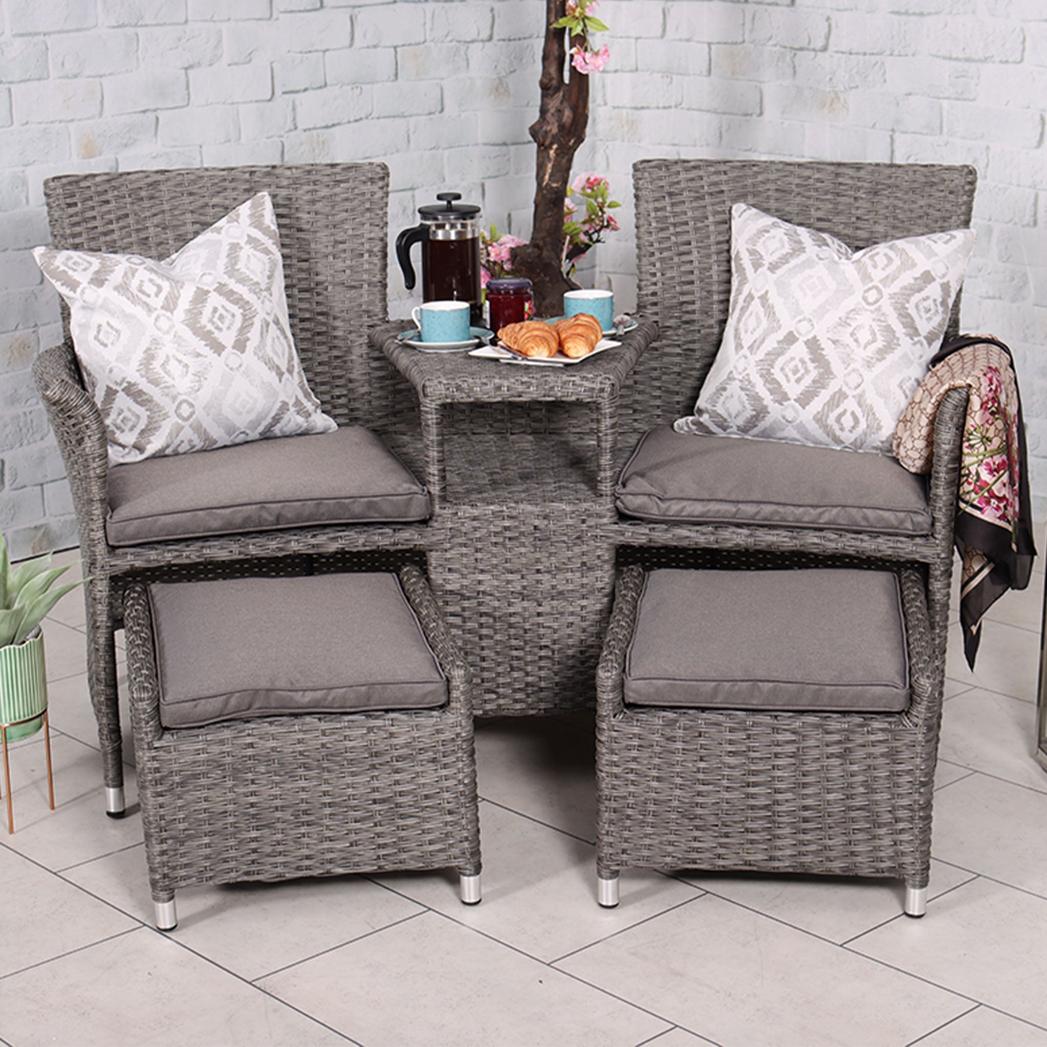 grey rattan companion set