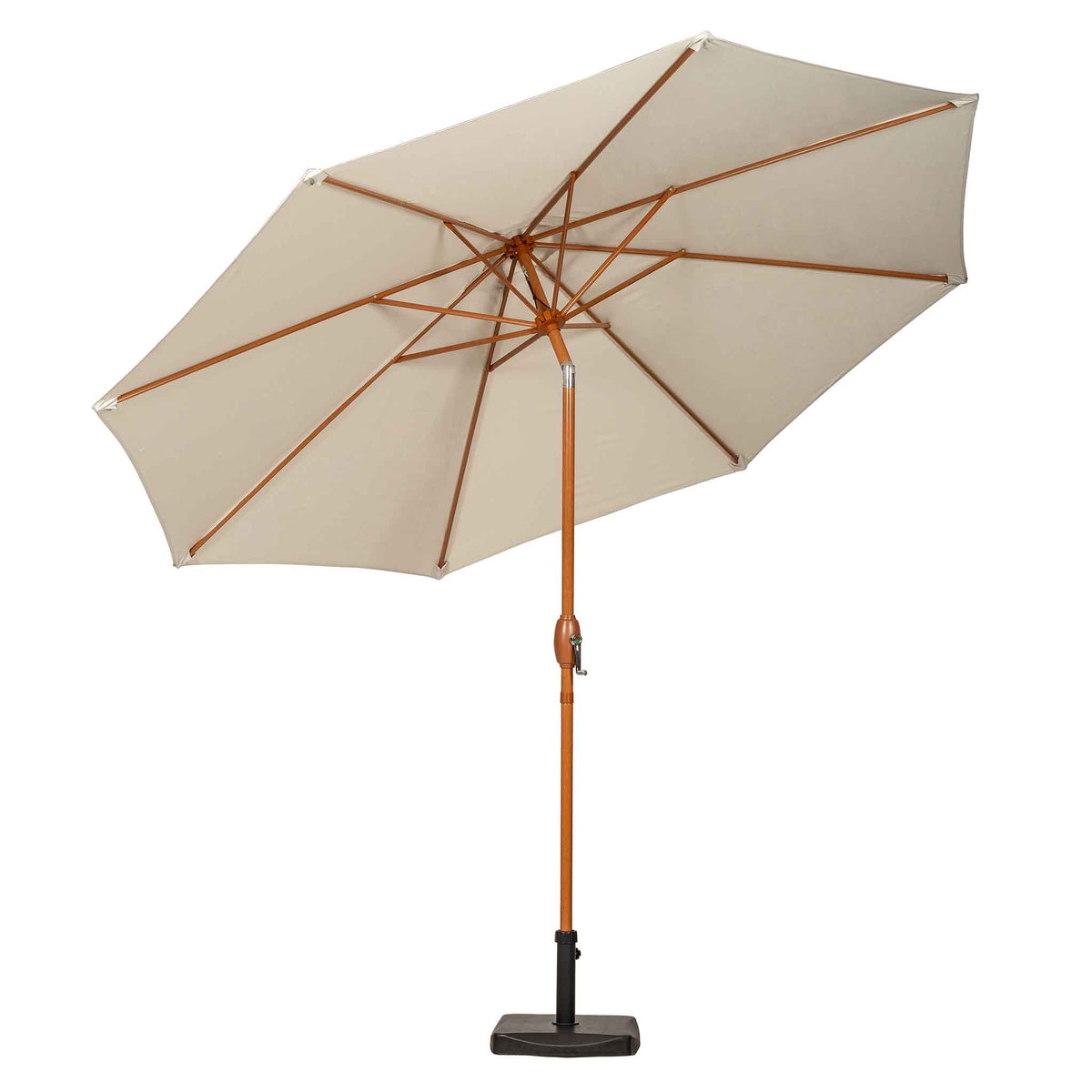 Ivory or Green 3m Crank & Tilt Canopy, Wood Look Frame, Large Round Outdoor Cream Umbrella for Garden Patio Sets Roseland Furniture