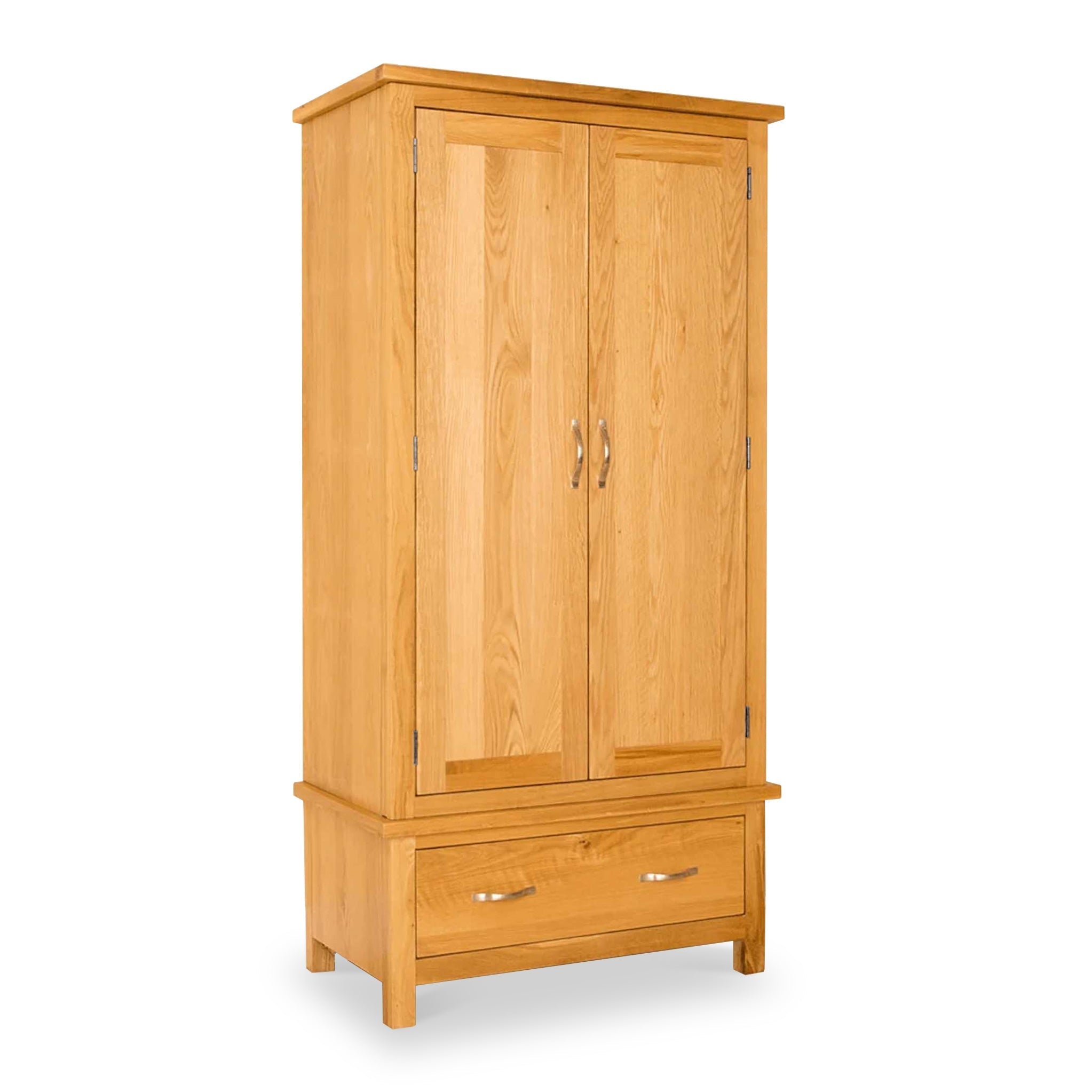 Newlyn Oak Double Wardrobe With Drawer Storage Light Oak