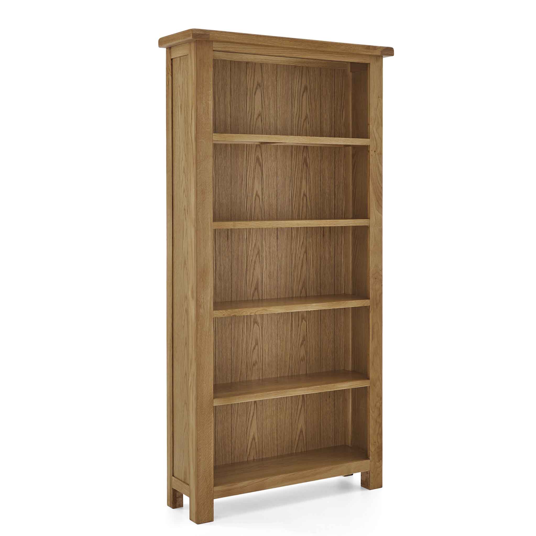 Zelah Oak Country Style Large Bookcase 5 Shelves Roseland