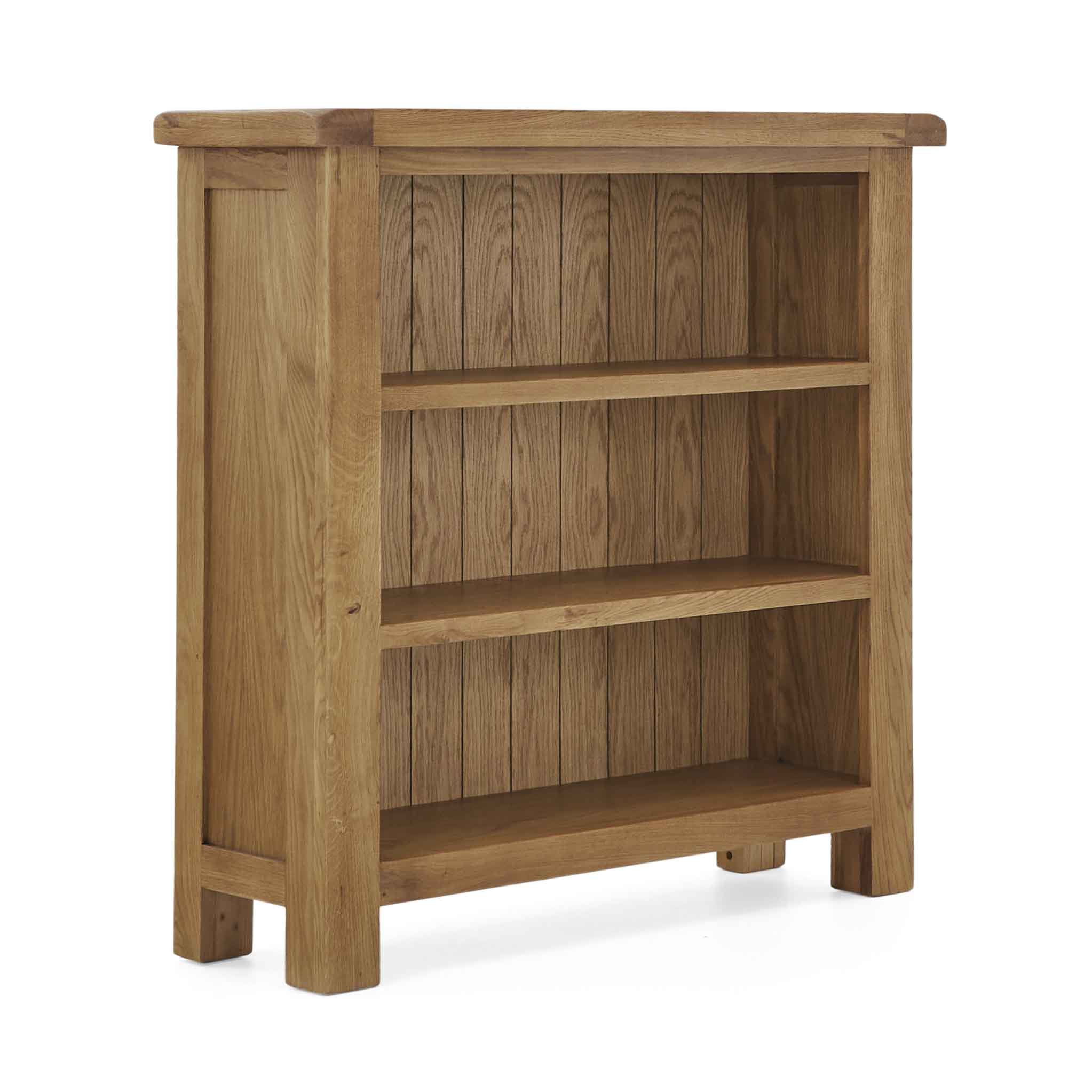 Zelah Oak Small Low Bookcase 3 Shelves Roseland
