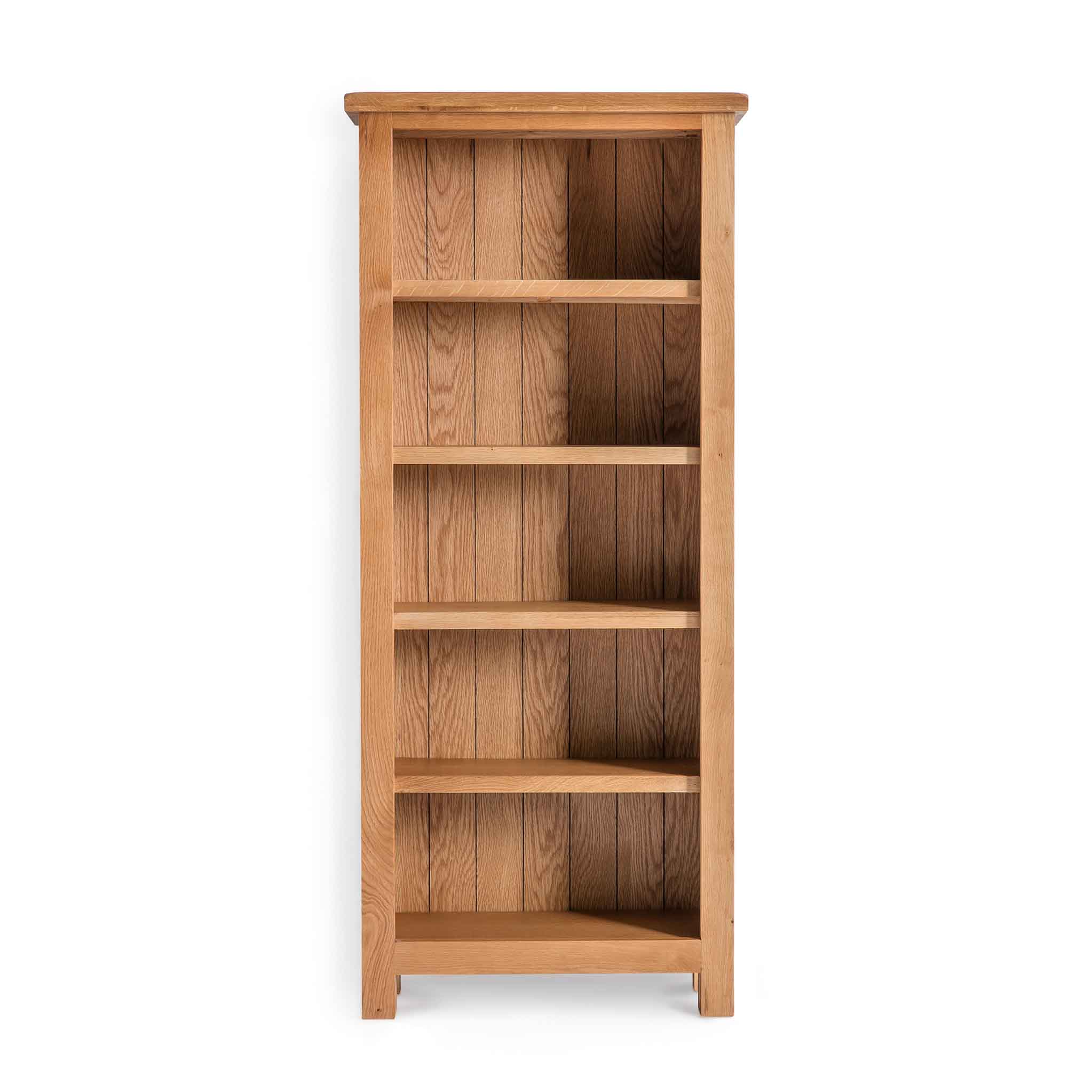 Surrey Oak Slim Narrow Bookcase Rustic Waxed Oak Roseland