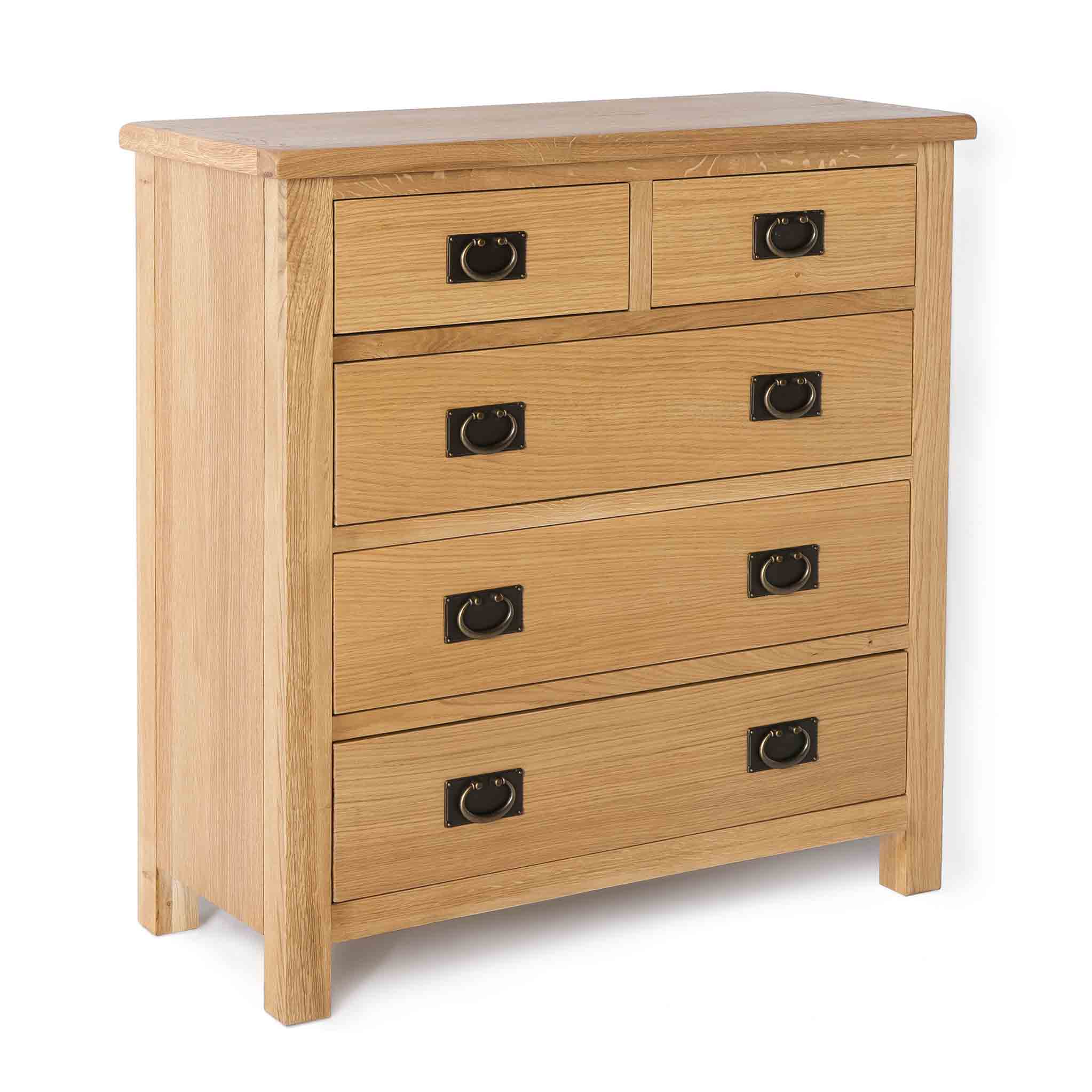 Surrey Oak 2 Over 3 Chest Of Drawers Rustic Waxed Oak