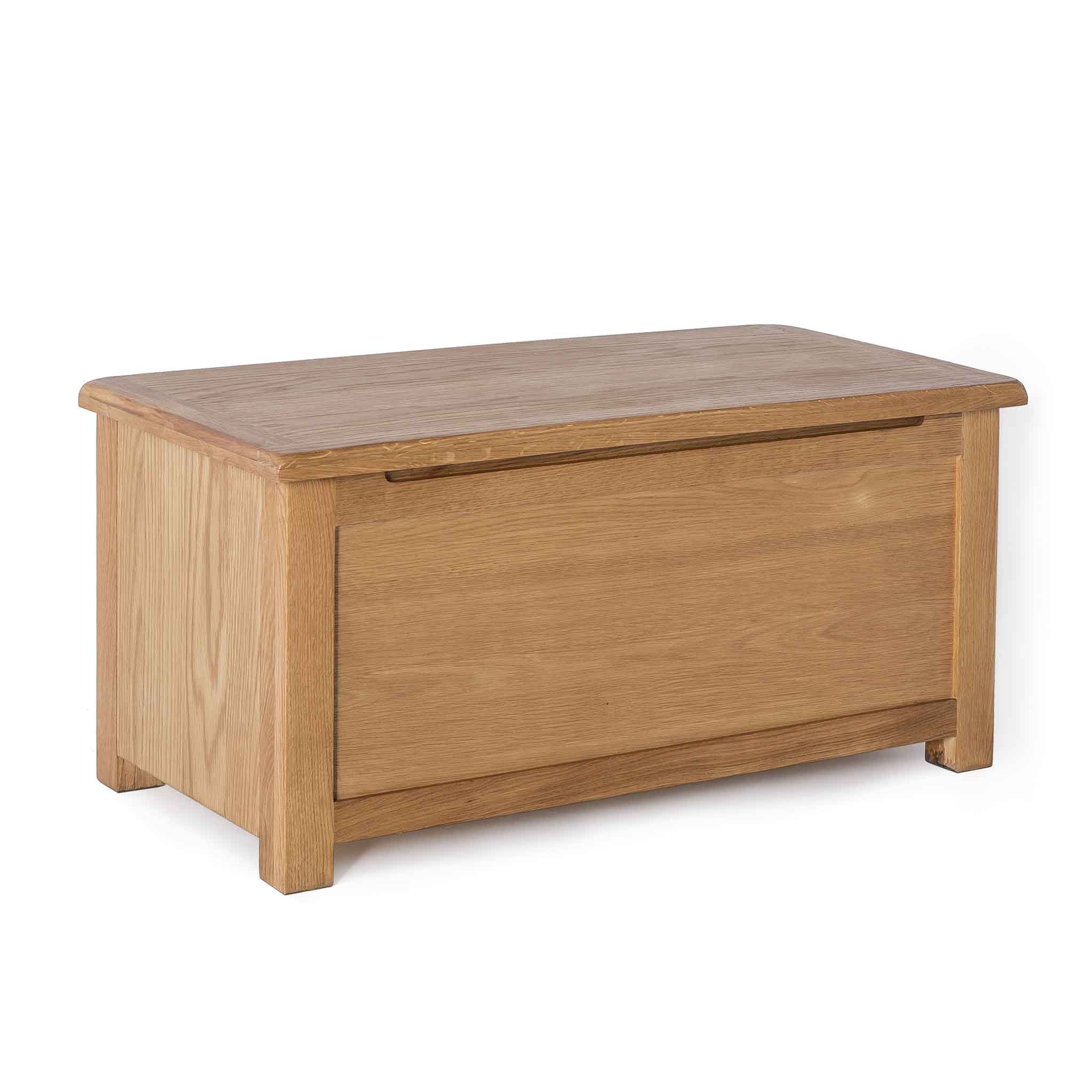 Surrey Oak Blanket Box With Sprung Top Solid Wood Rustic Waxed Oak