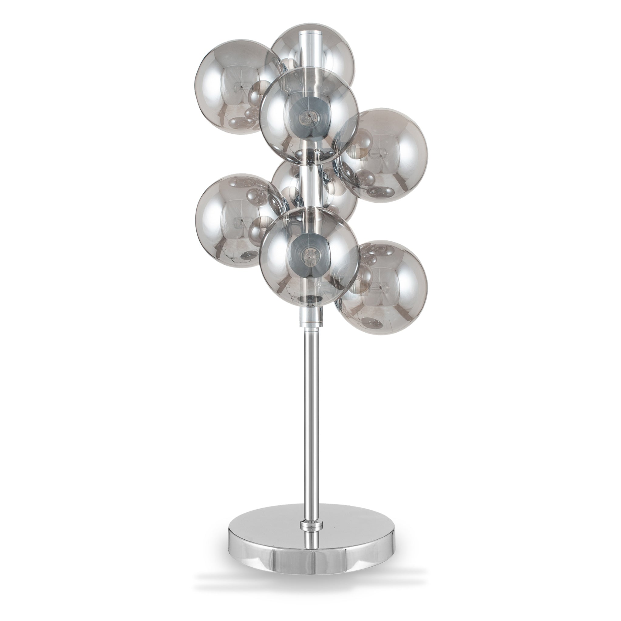 Vecchio Smoked Glass Orb And Chrome Table Lamp Roseland
