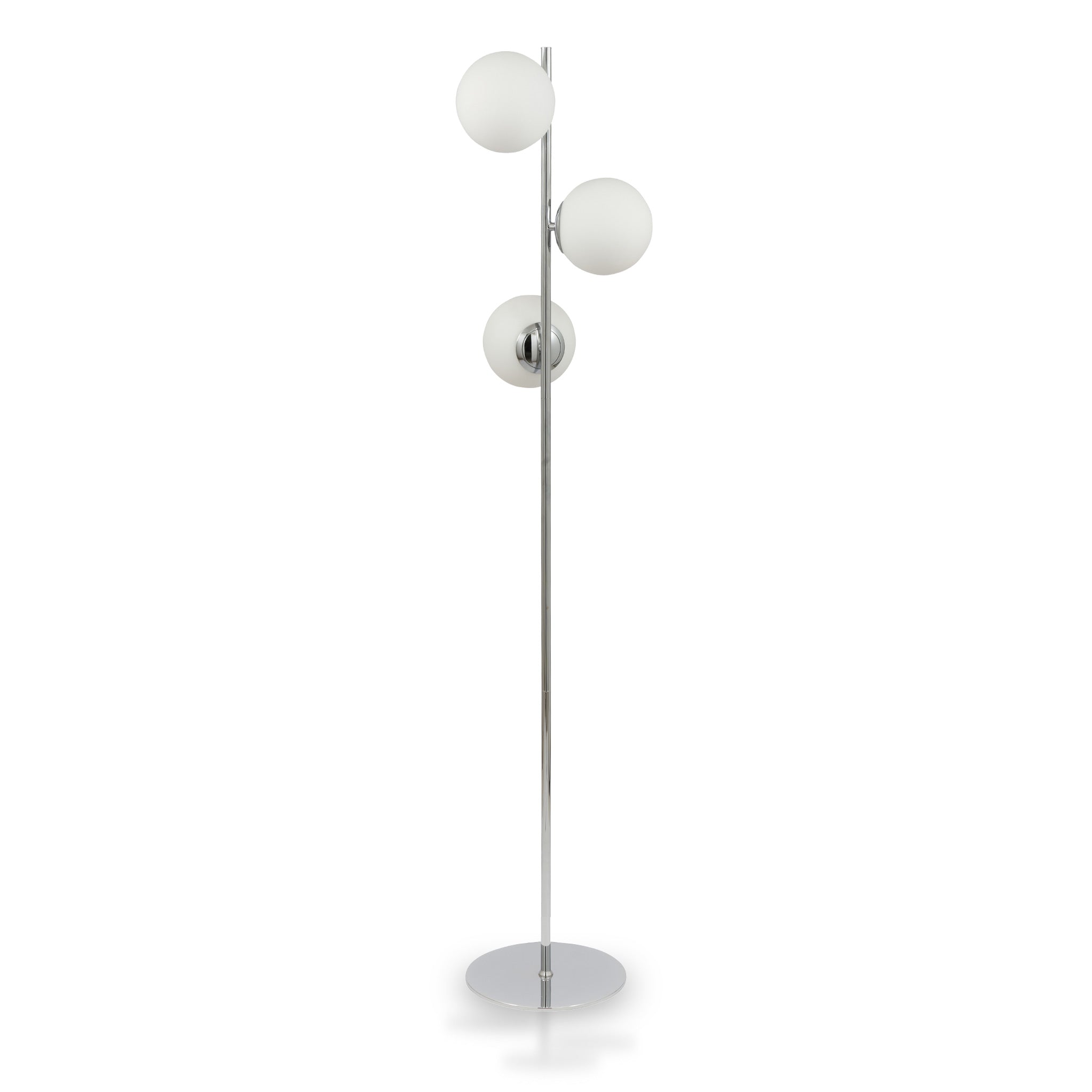 Asterope White Orb And Metal Chrome Floor Lamp Roseland