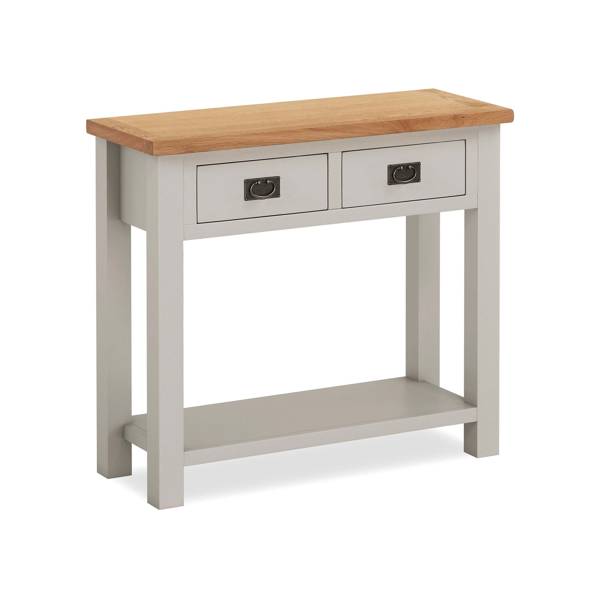 Dorset Stone Grey Console Table With Drawers Solid Wood Roseland