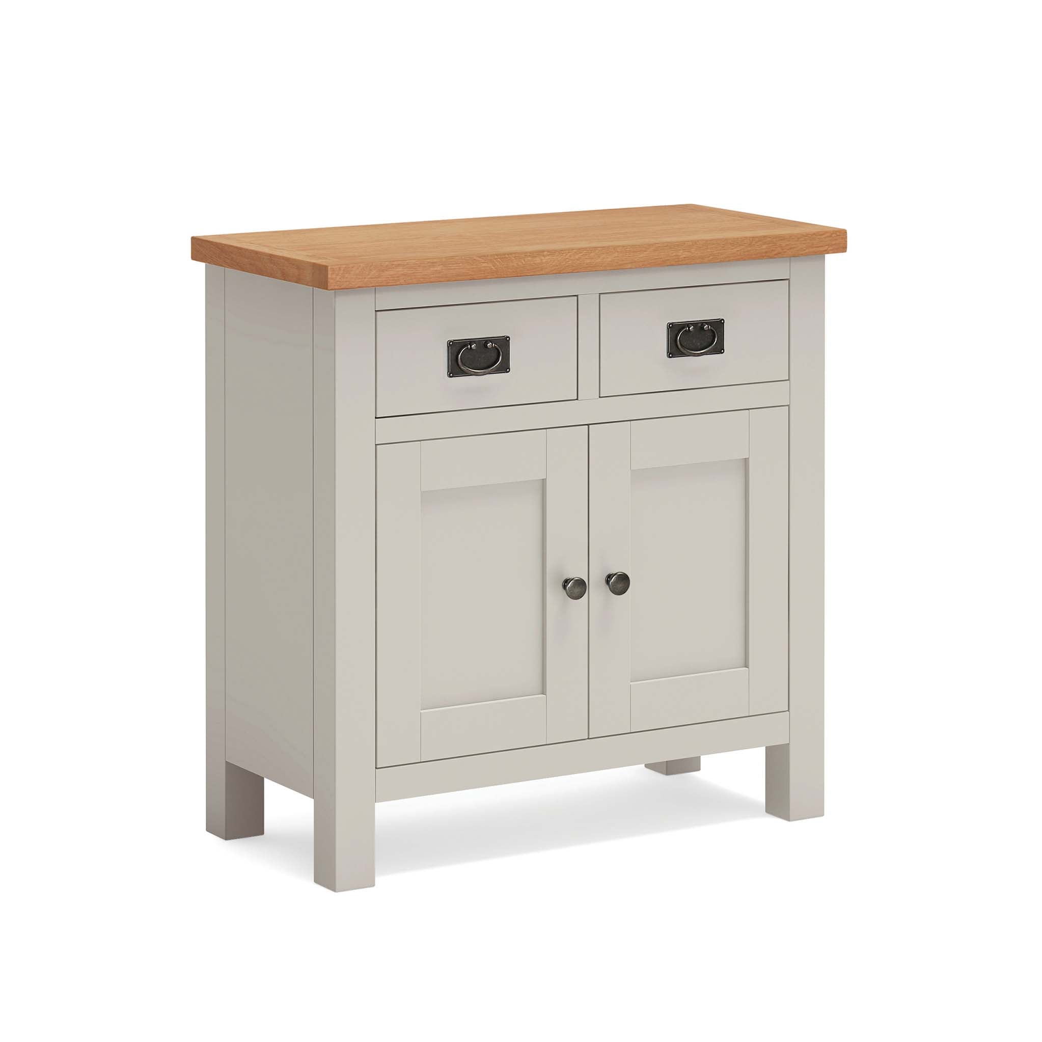 Dorset Stone Grey Mini Sideboard 75cm Cabinet Solid Wood