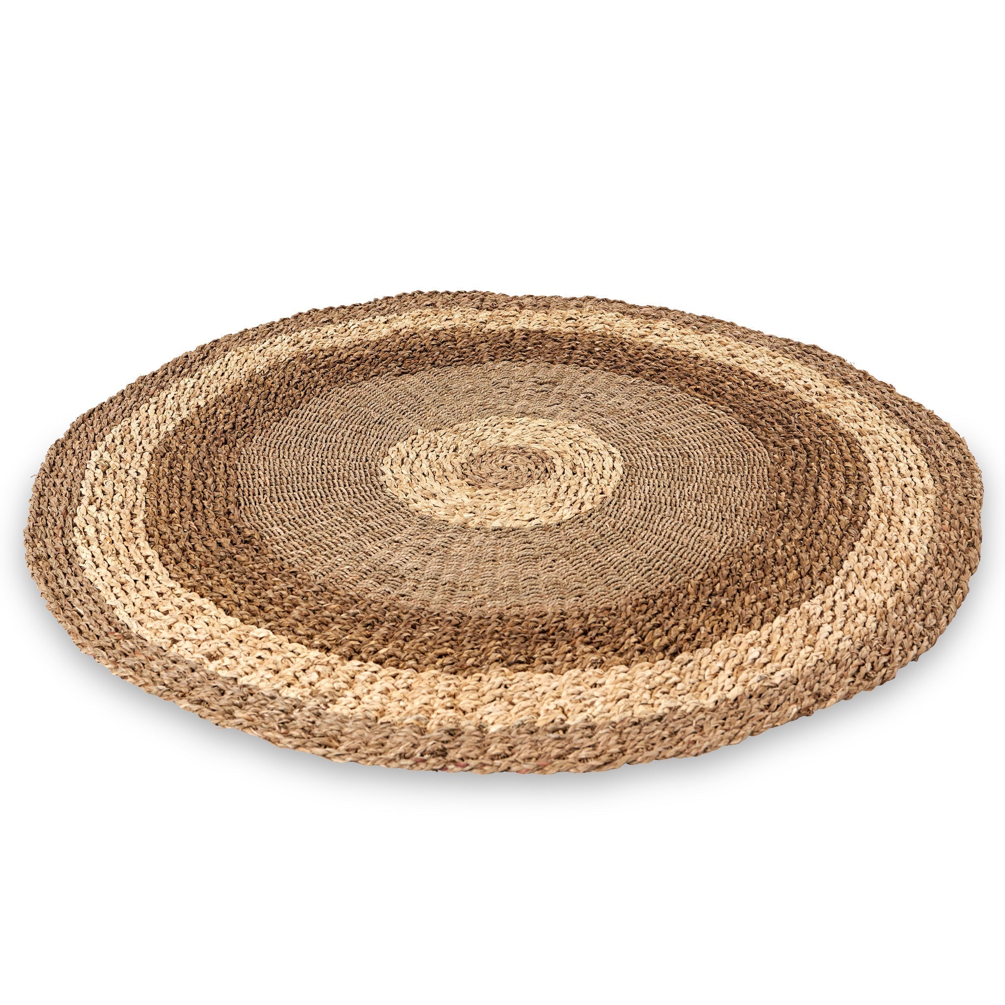 Woven Two Tone Seagrass And Corn Husk Leaf Round Rug Roseland