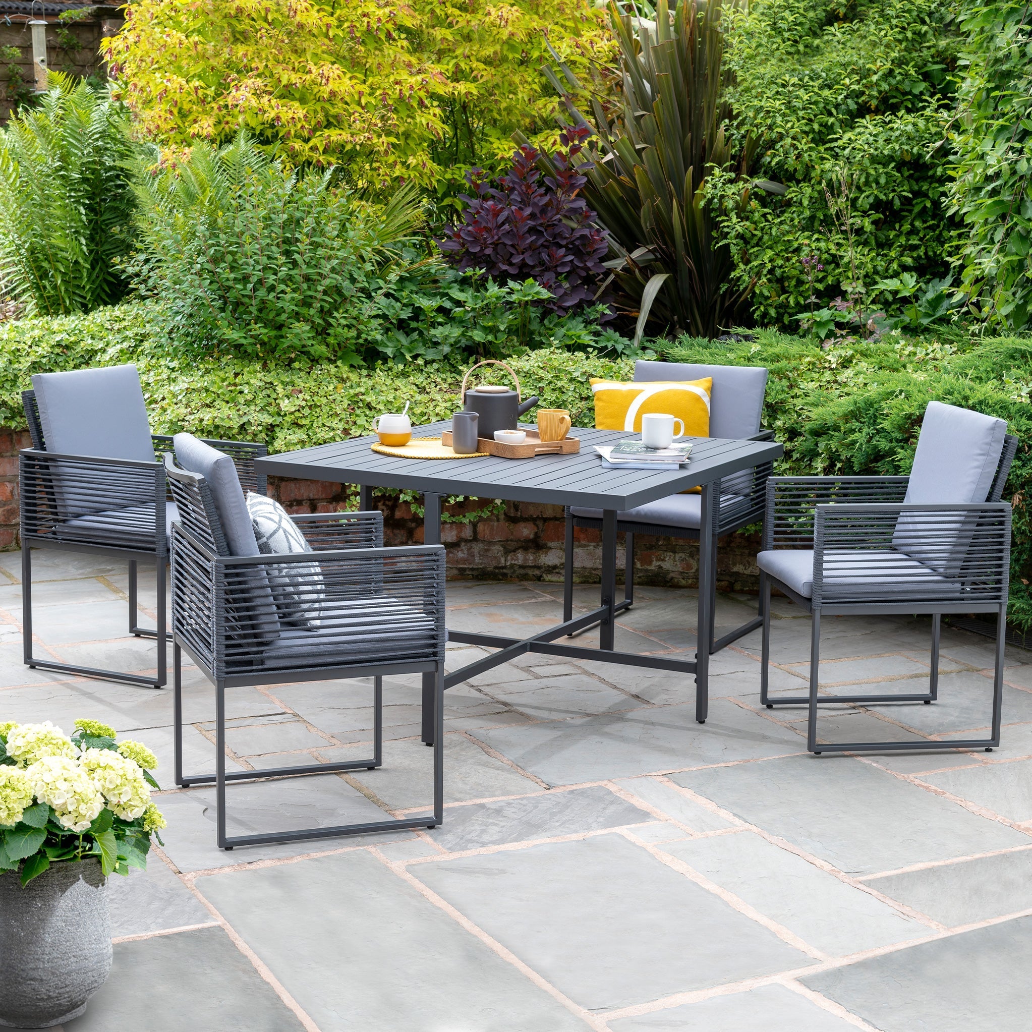 Sheringham Grey Aluminium Cube Outdoor Dining Set Roseland