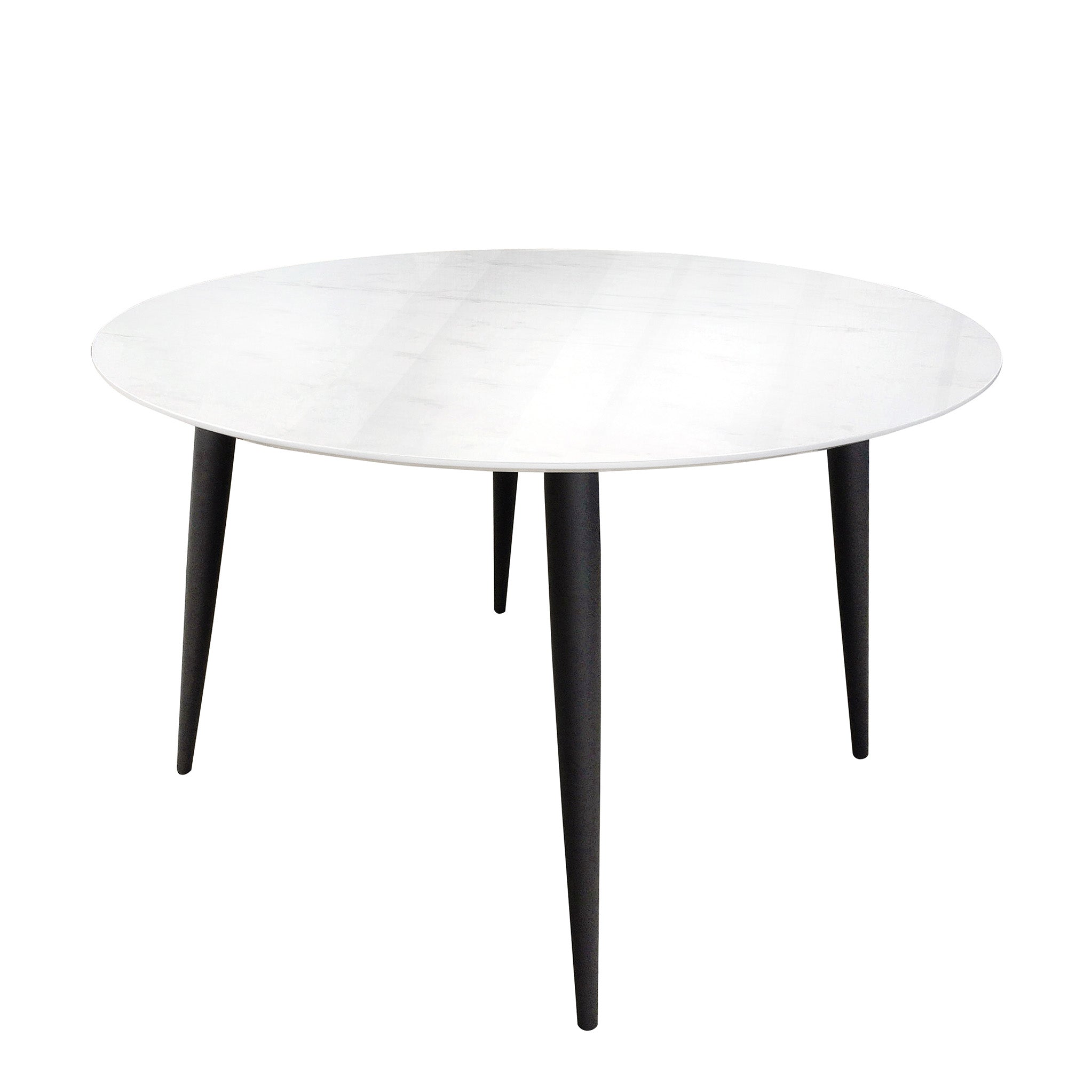 Claude White Faux Marble Round Dining Table With Black Legs Roseland