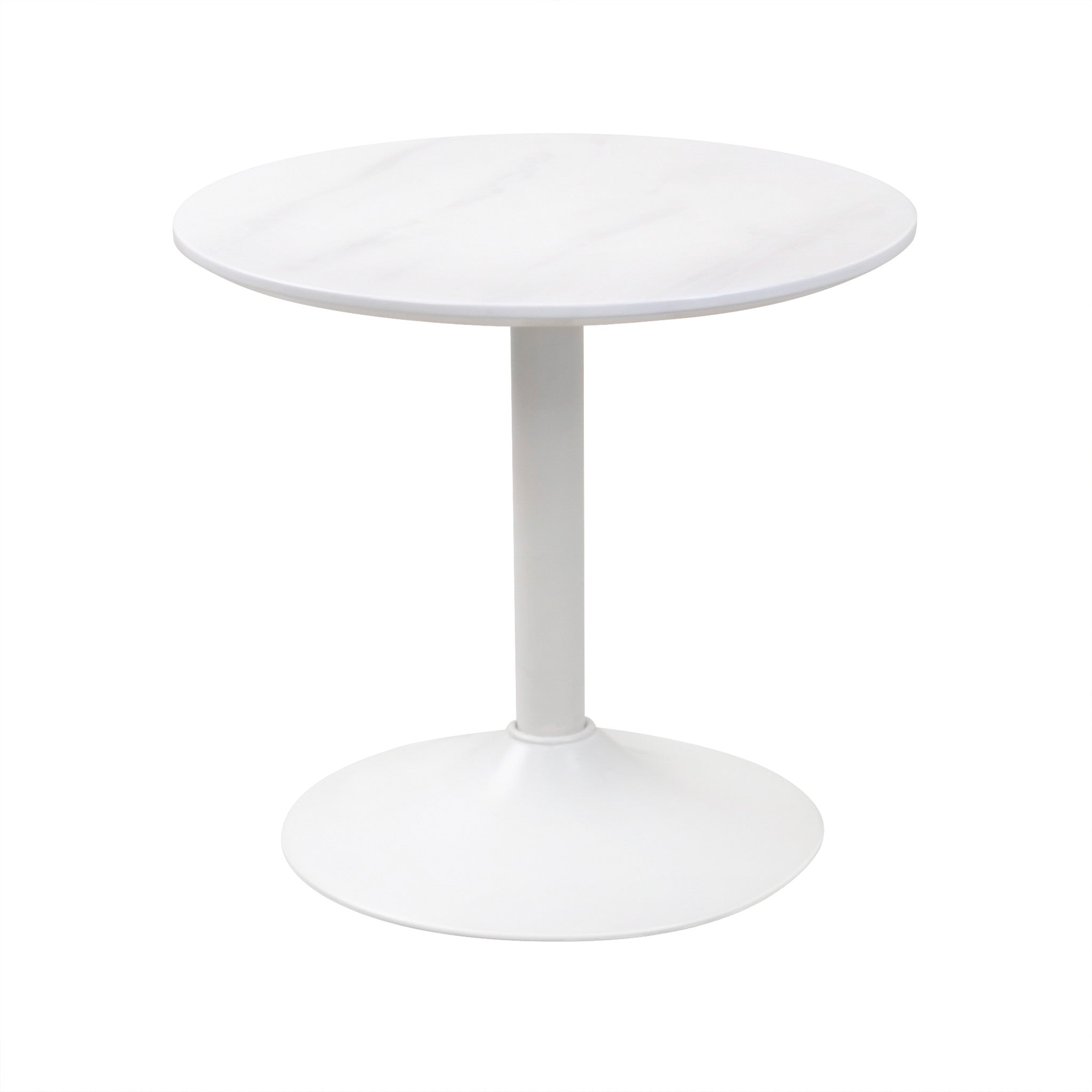 Gwen Contemporary Faux Marble White Round Lamp Side Table Roseland