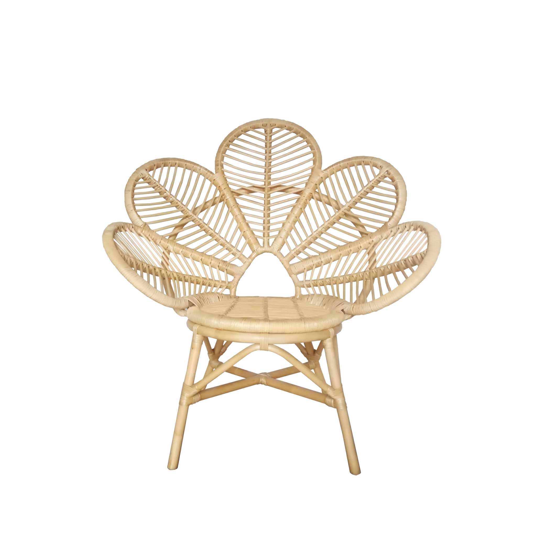 Josie Natural Rattan Flower Accent Chair Elegant Indoor Seat Roseland