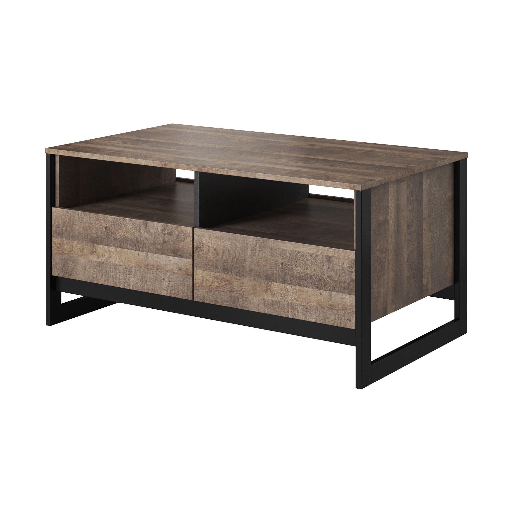 Ezra Oak Look Coffee Table With Storage For Living Room Roseland