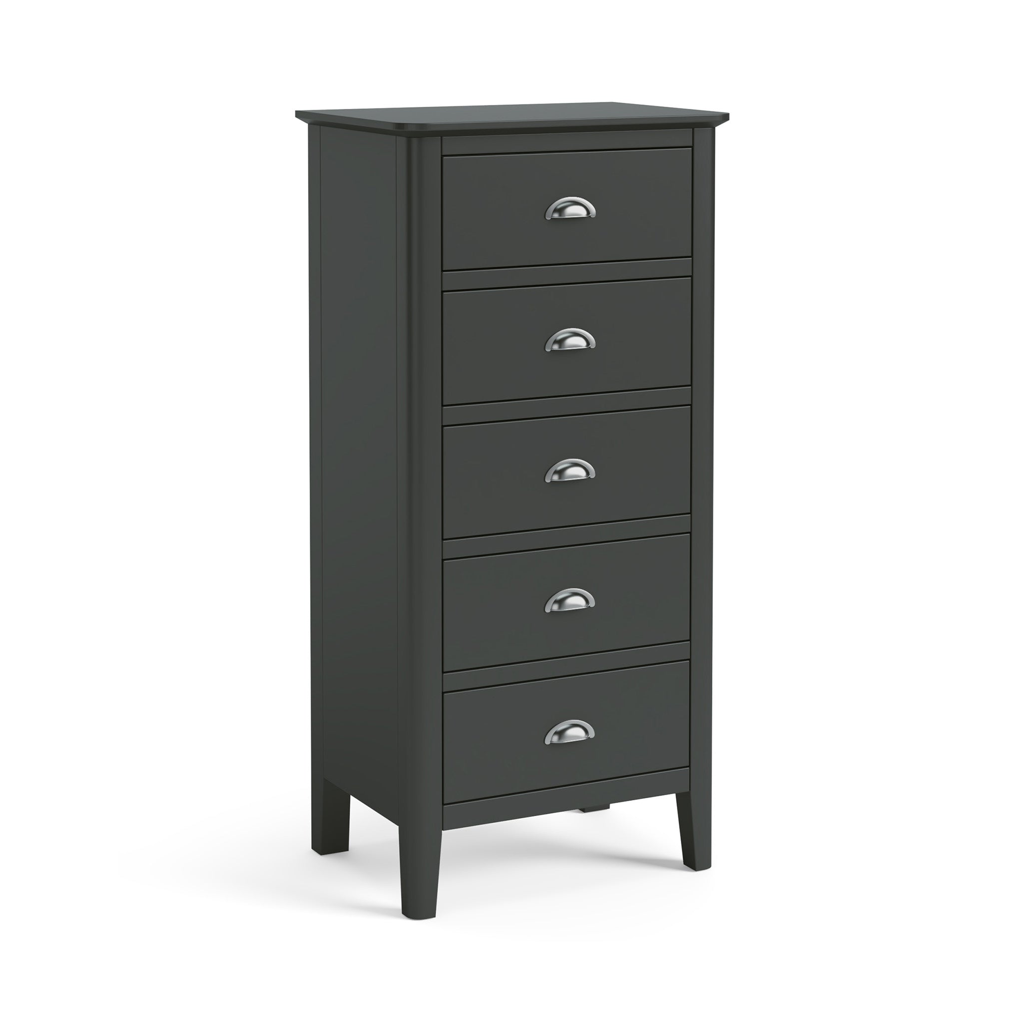 Dumbarton Charcoal Tallboy Chest With 5 Drawers Dark Grey