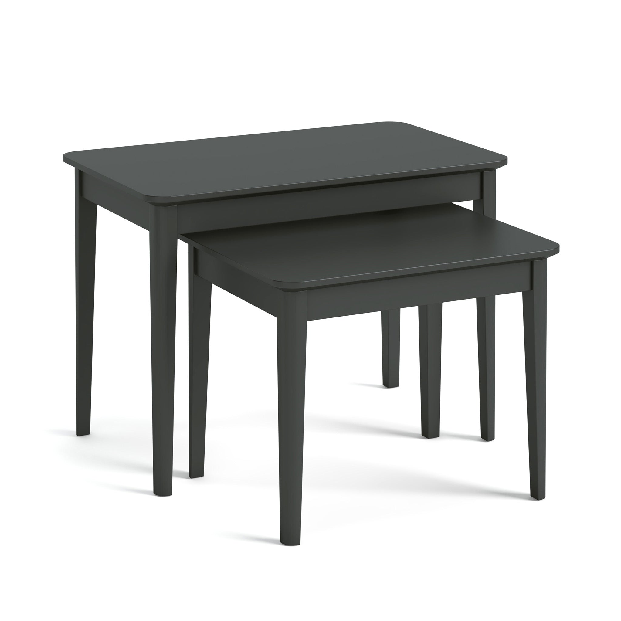 Dumbarton Charcoal Grey Nest Of Tables 2 Solid Wood Nesting Units For Living Room Contemporary Scandi Painted Wooden Side Stands