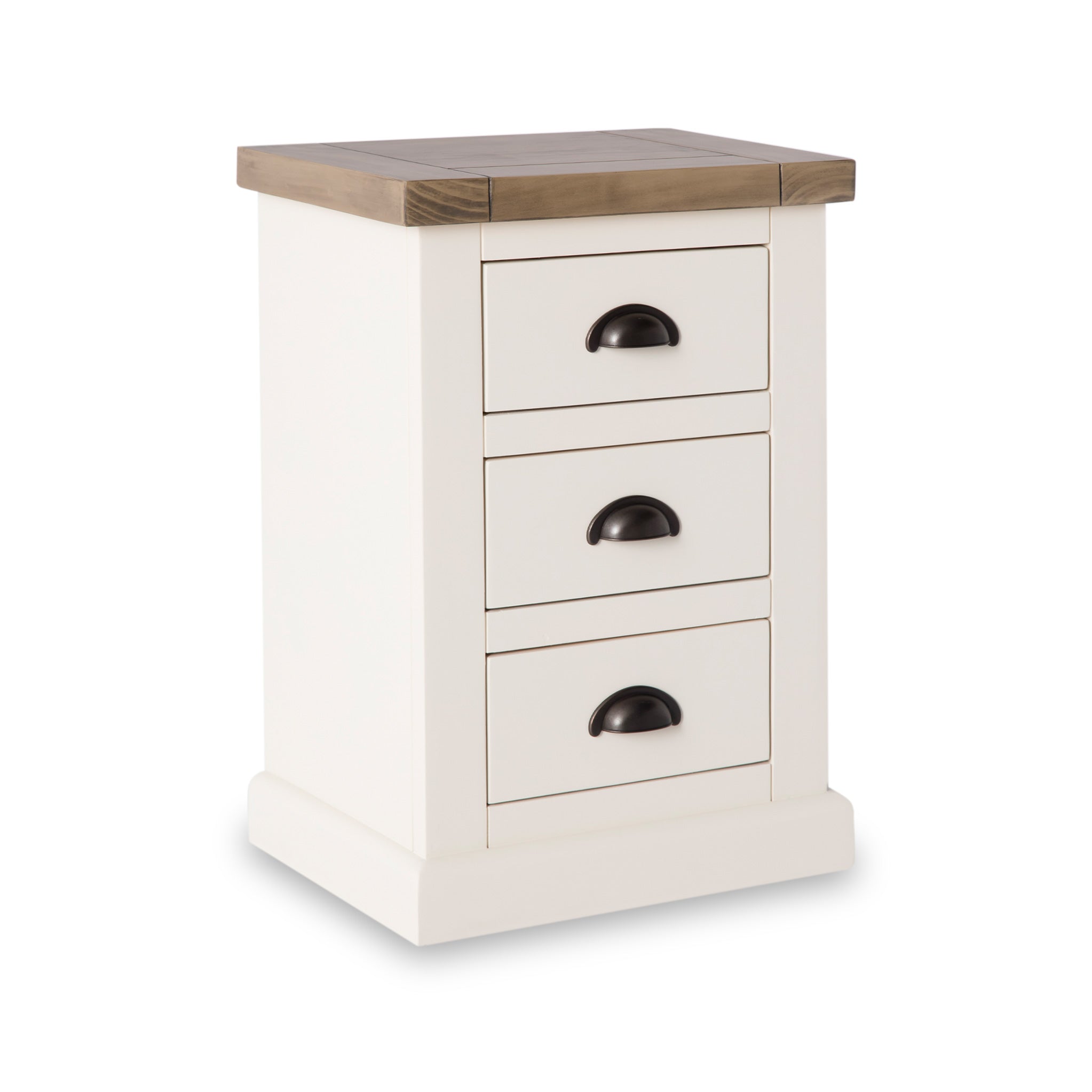 Hove Ivory Bedside Table 3 Drawer Cabinet Roseland