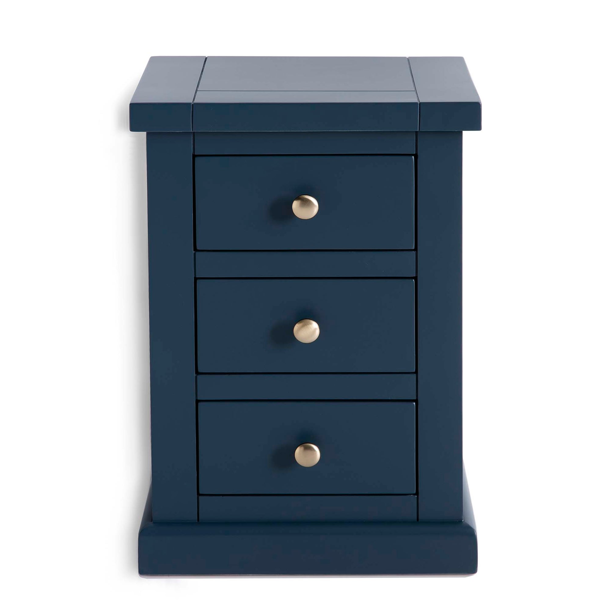 Fascinating navy blue bedside table Cheltenham Blue Bedside Table 3 Drawer Cabinet Solid Wood Roseland Furniture