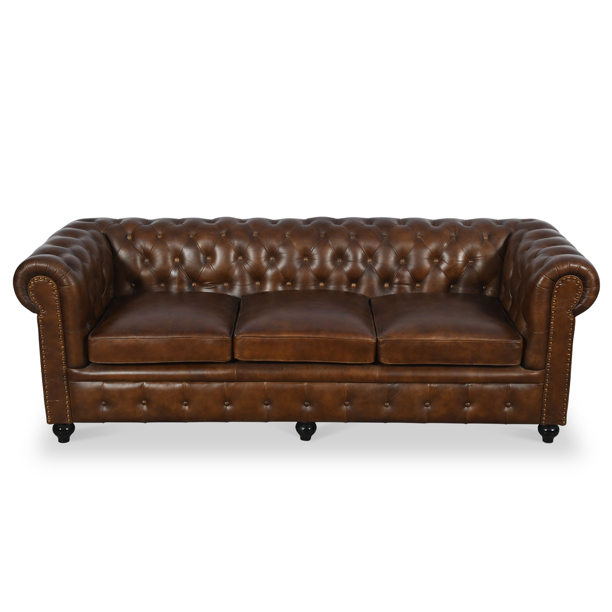 Nina Real Leather Chesterfield 3 Seater Sofa Roseland