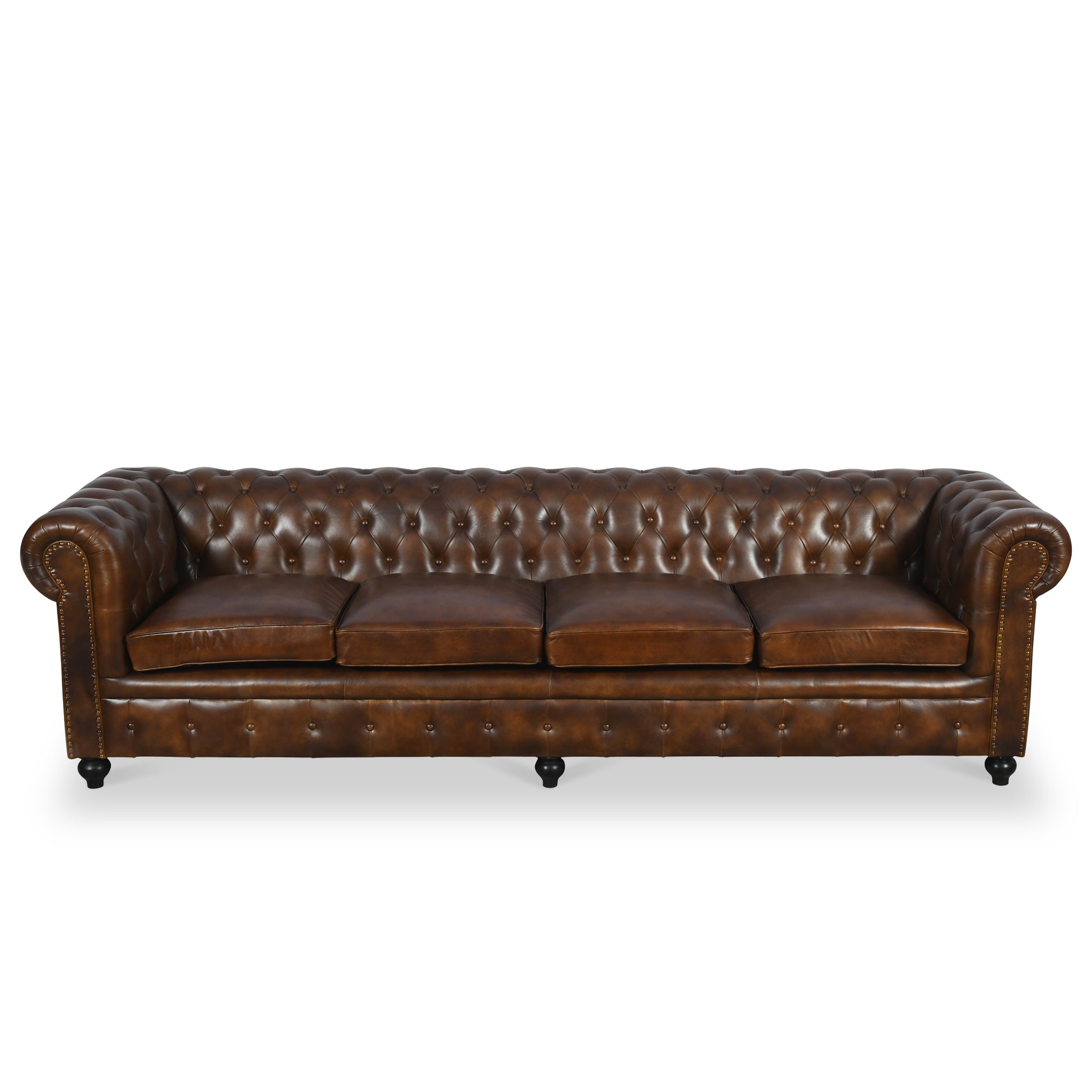 Nina Real Leather Chesterfield 4 Seater Sofa Roseland