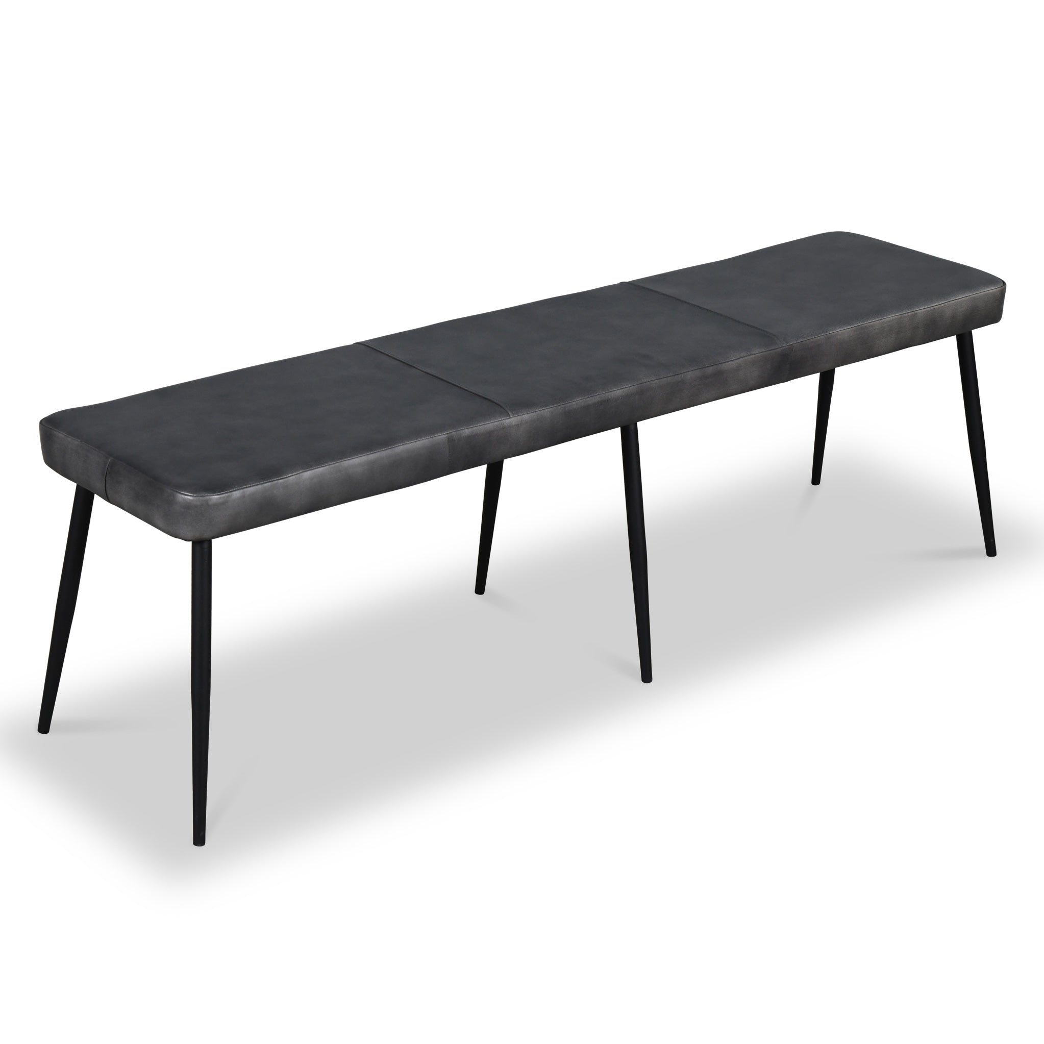 Riana Grey Buffalo Leather 160cm Backless Dining Bench Roseland