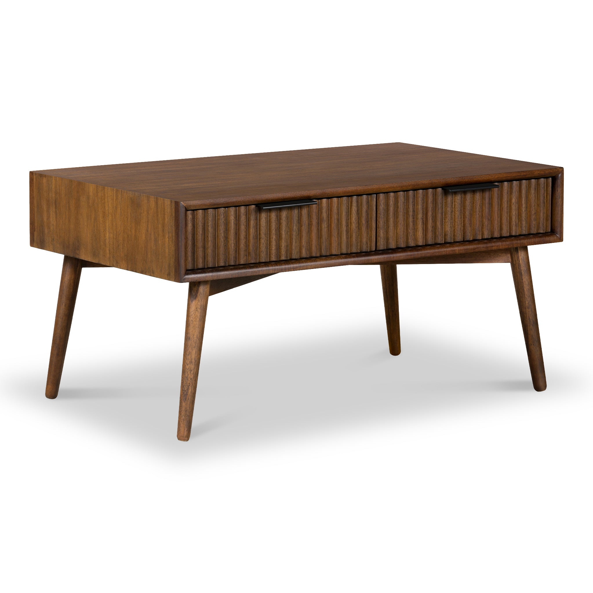 Oskar Walnut Stain 2 Drawer Coffee Table For Living Room Roseland