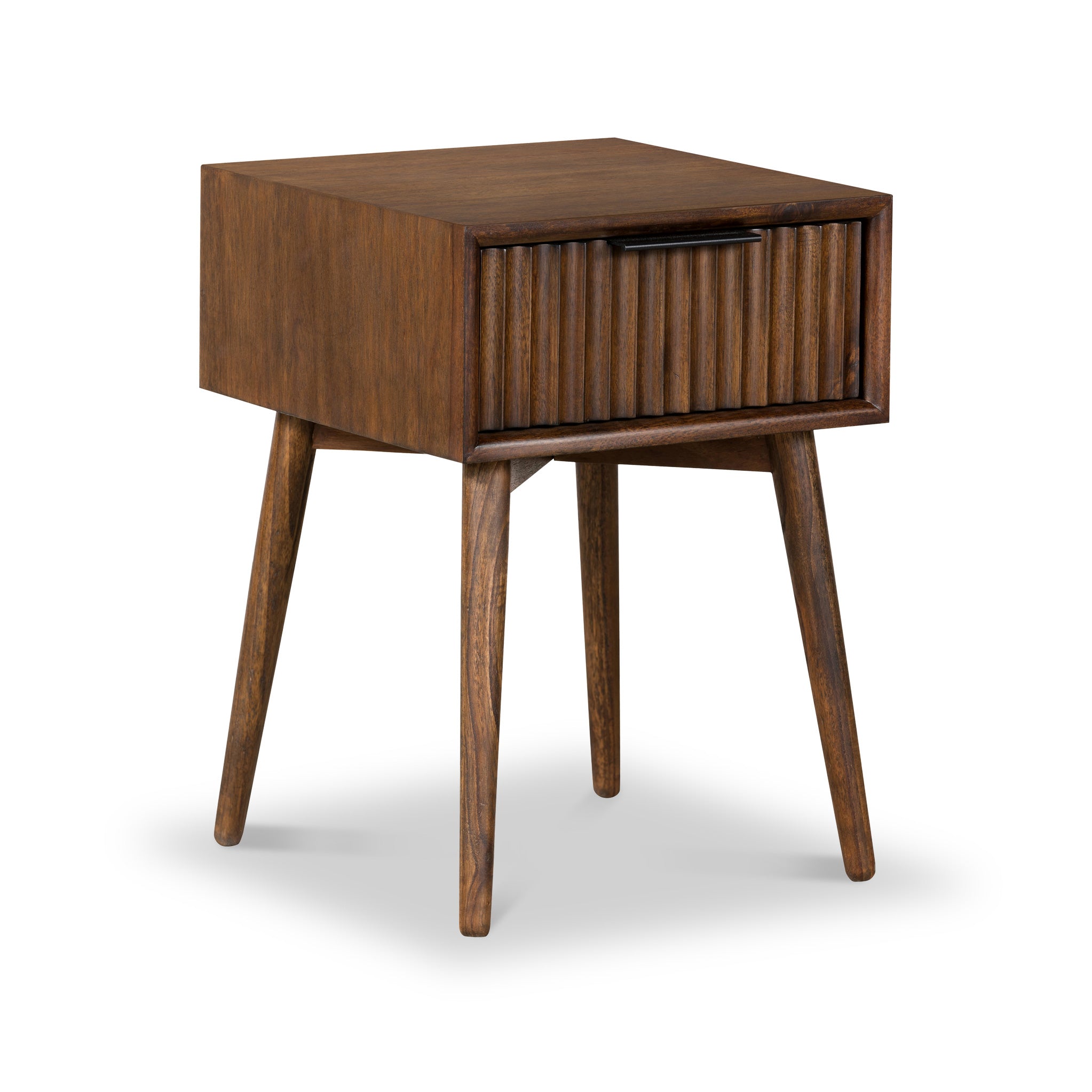 Oskar Walnut Stain 1 Drawer Side Table For Living Room Roseland