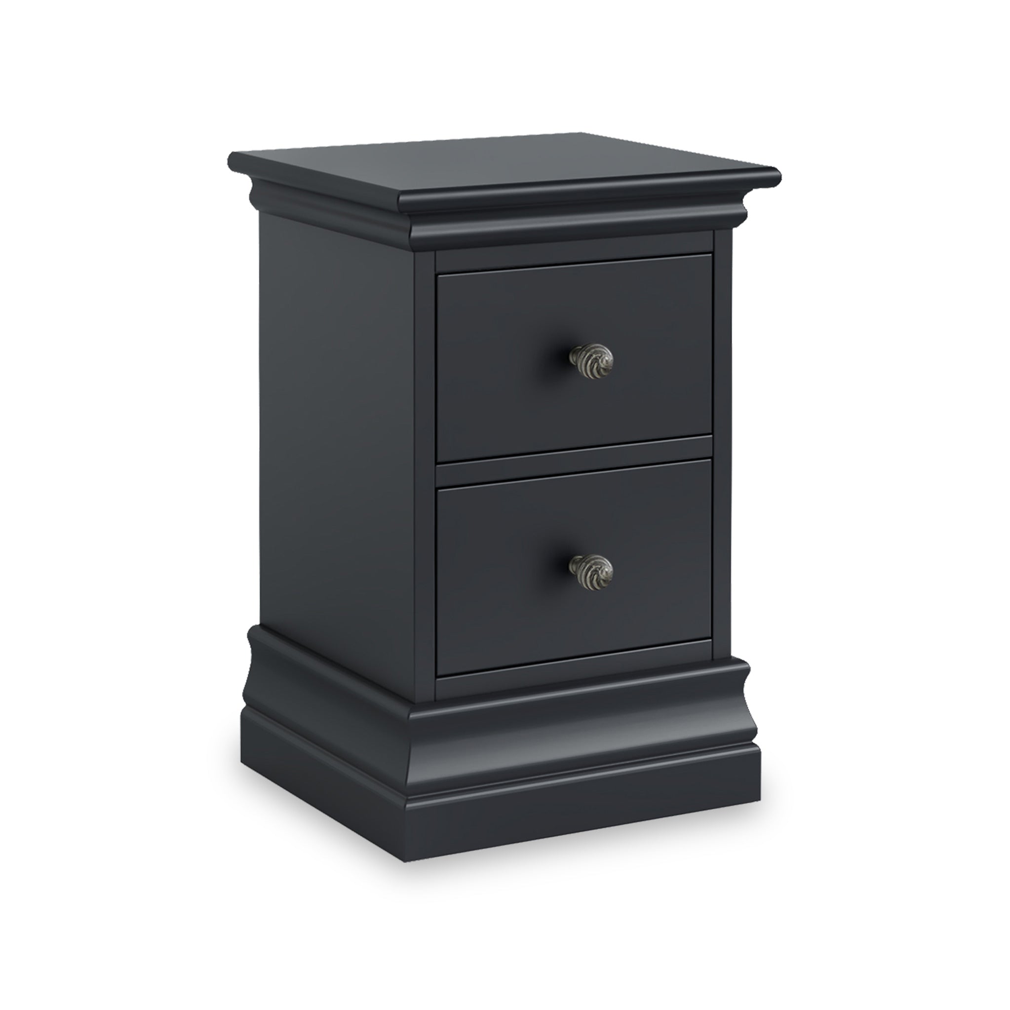 Porter 2 Drawer Narrow Bedside Table White Grey Charcoal