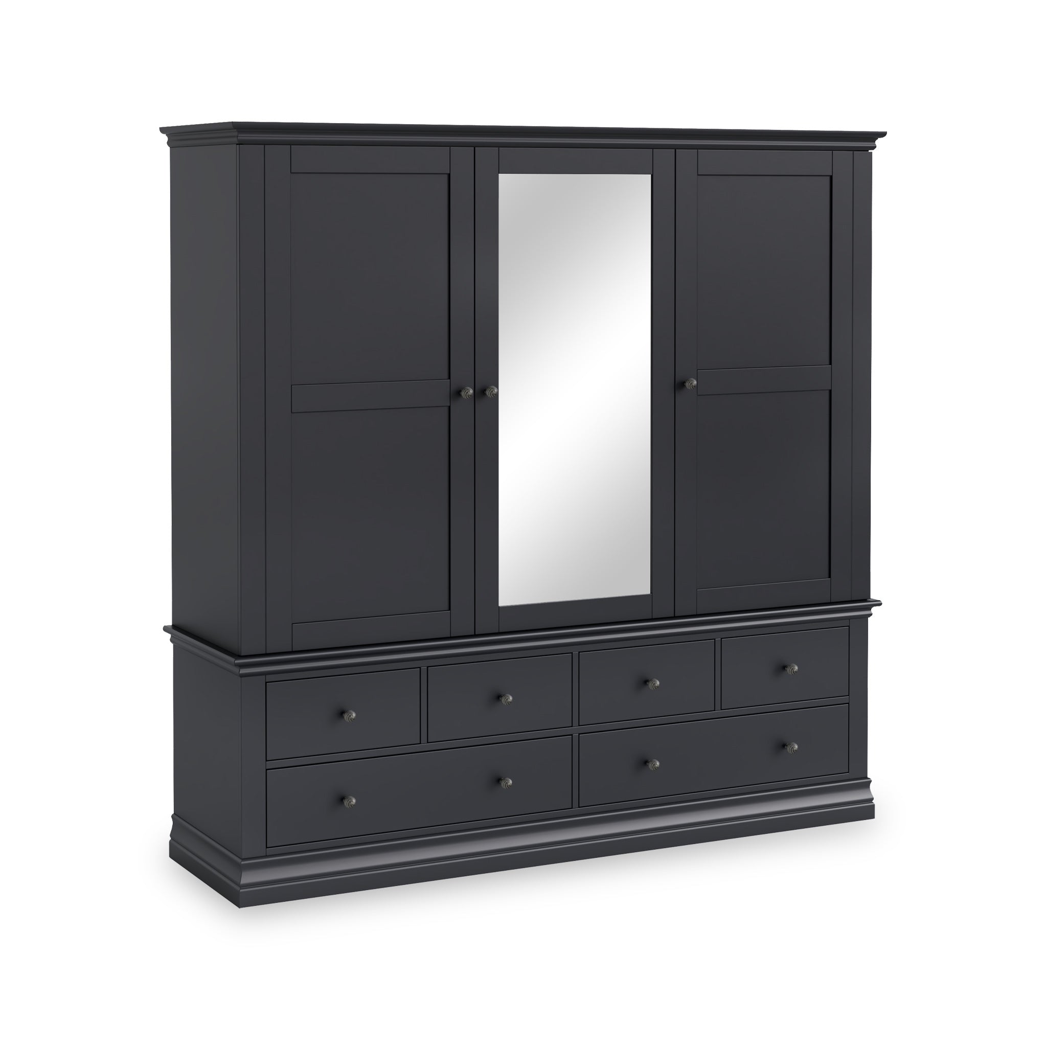 Porter Triple Wardrobe With 6 Drawers White Grey Charcoal