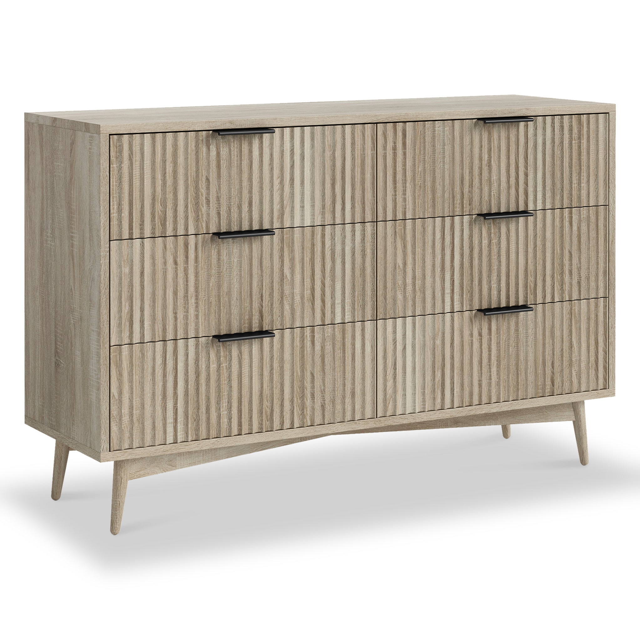 Jakob Oak 6 Drawer Grooved Chest Of Drawers Roseland