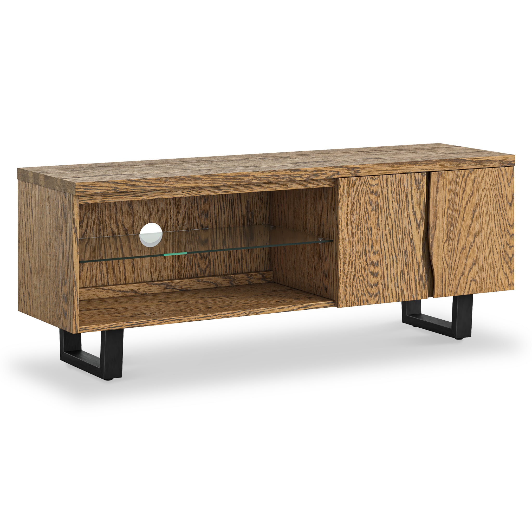 Isaac Oak 130cm Large Tv Stand With Industrial Metal Legs Roseland