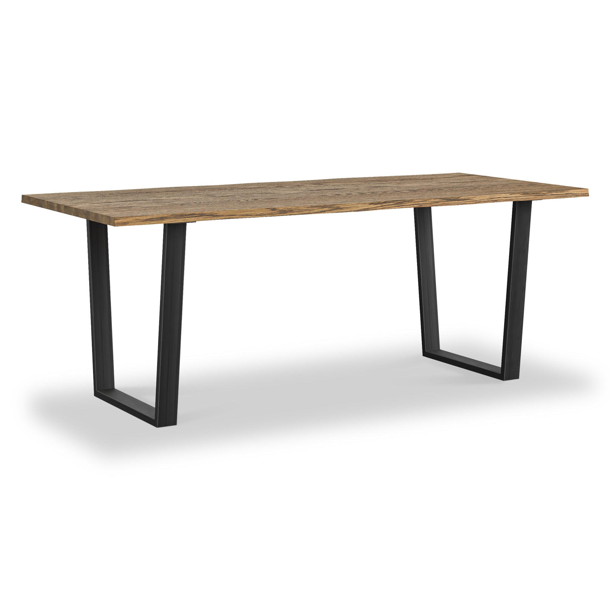 Isaac Oak Large 200cm Dining Table W Industrial Metal Legs Roseland