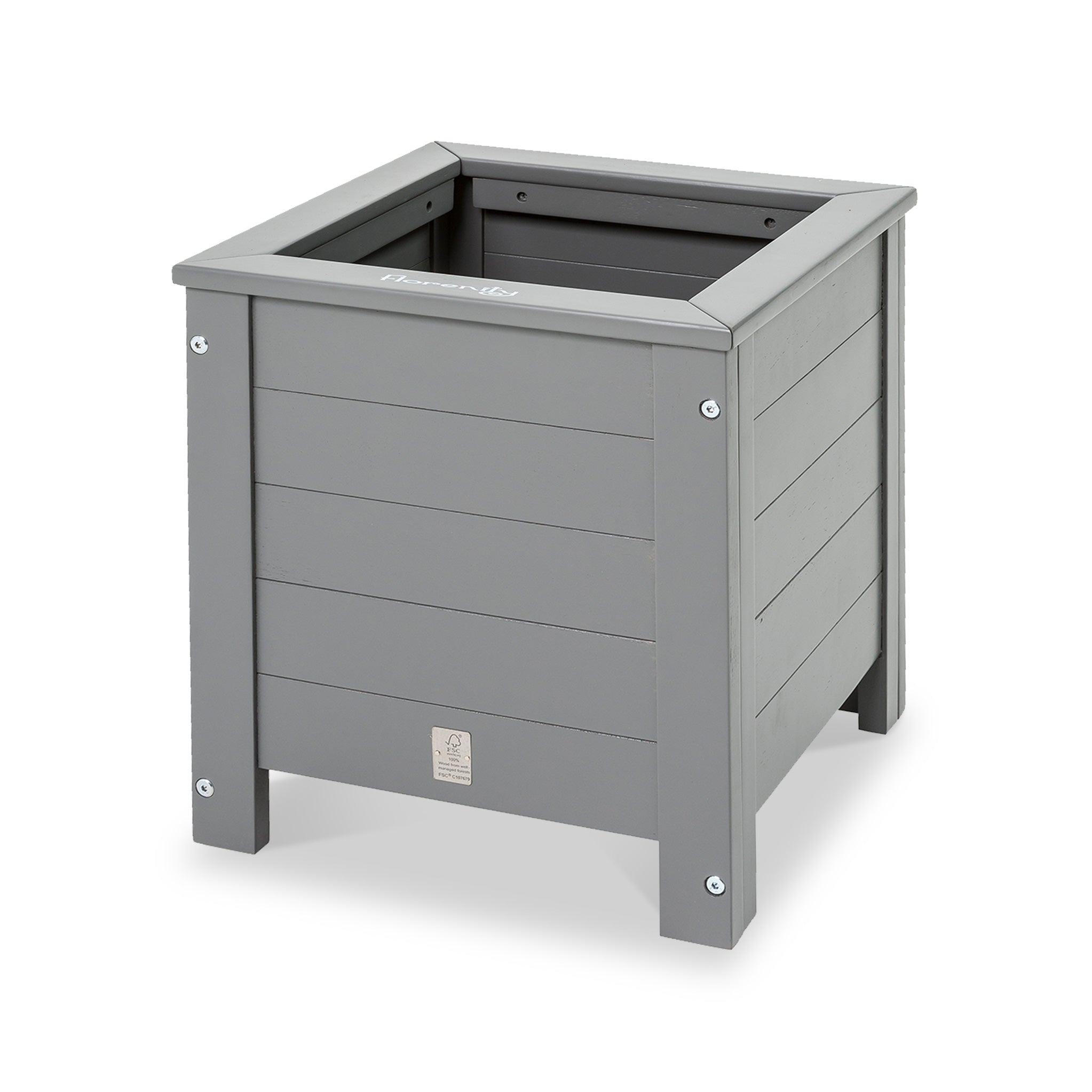 Grigio Grey Fsc Wooden Square Garden Planter Roseland