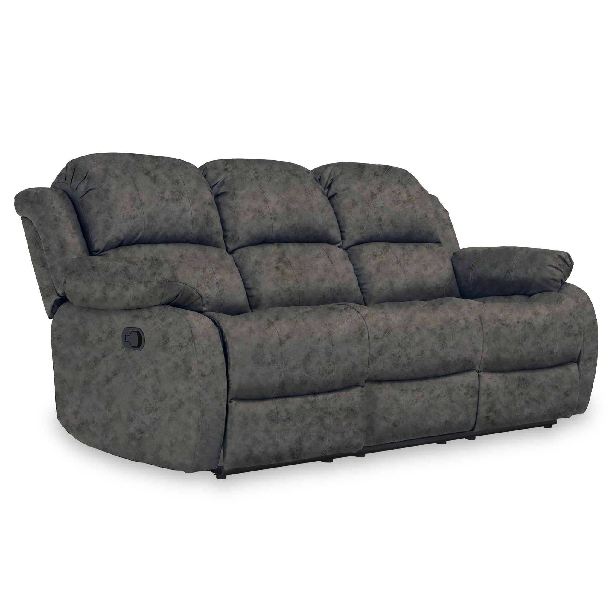 Anton Charcoal Zonica Leather Reclining 3 Seater Sofa Couch Roseland