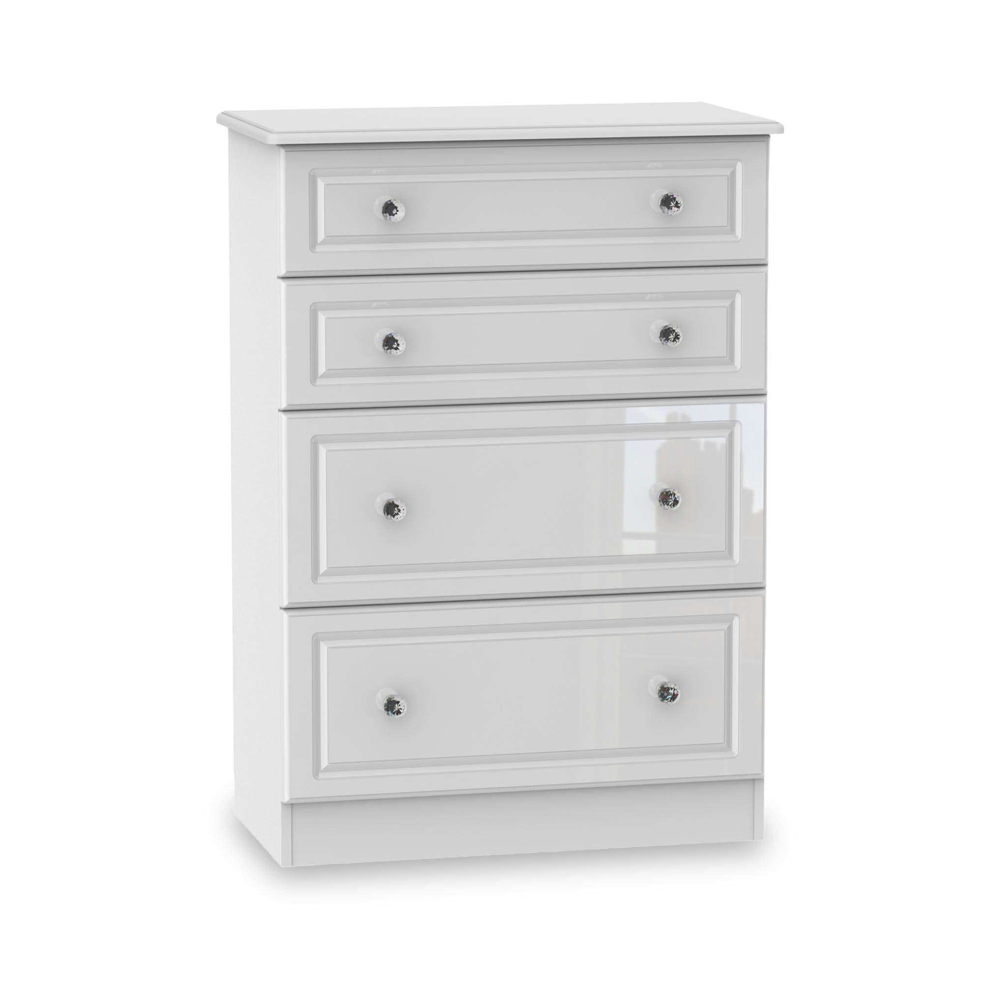 Kinsley White Gloss 4 Drawer Deep Chest Roseland